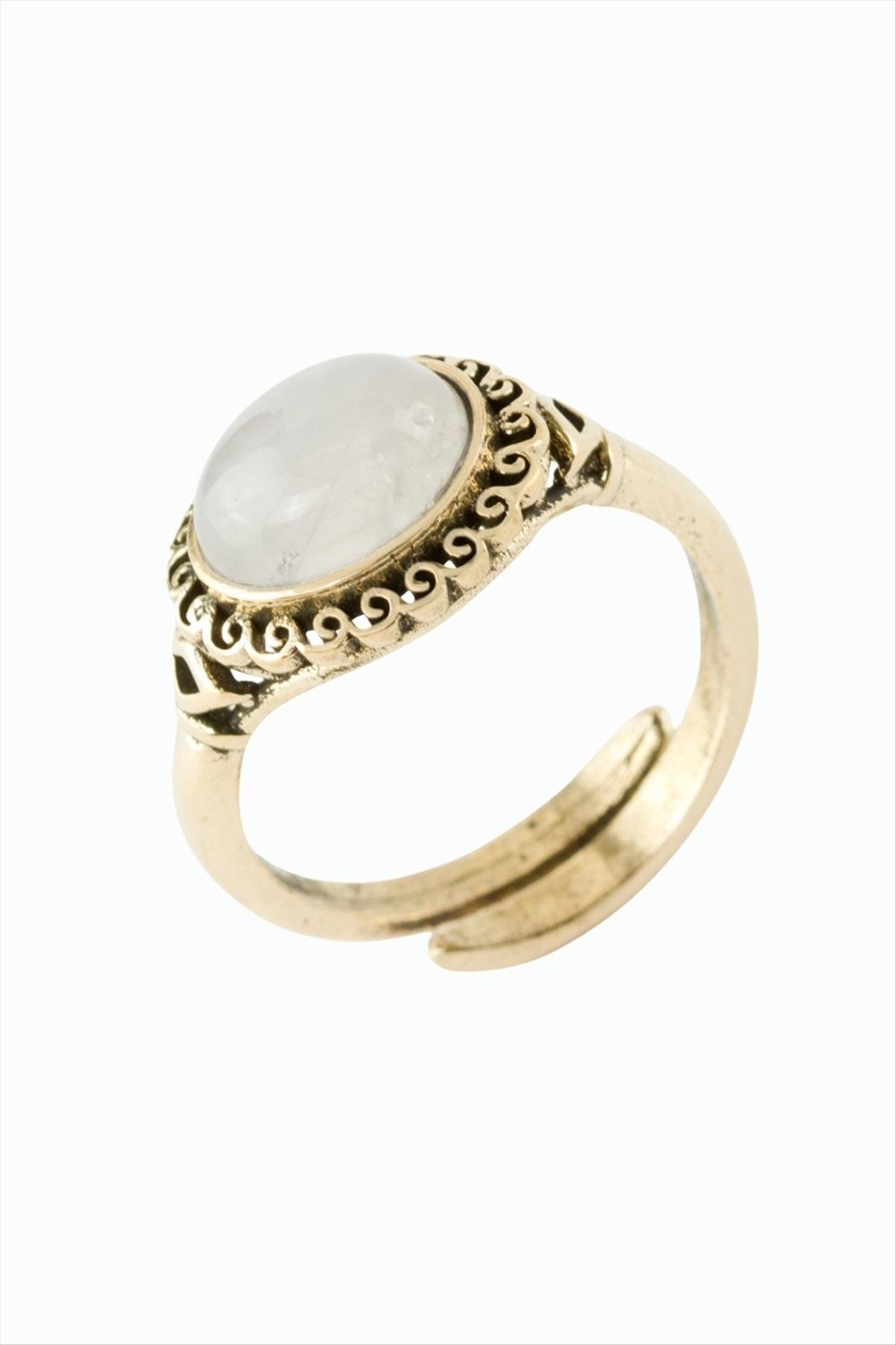 Oval Doğaltaşlı Otantik Yüzük