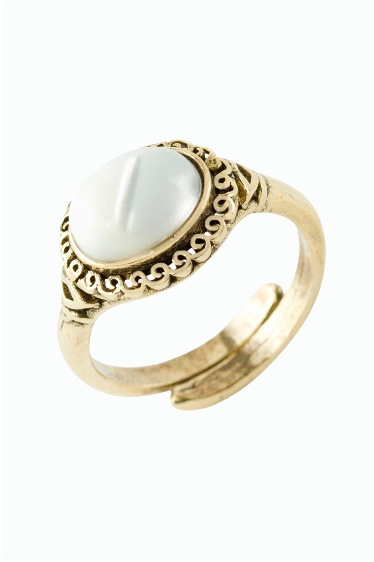 Oval Doğaltaşlı Otantik Yüzük