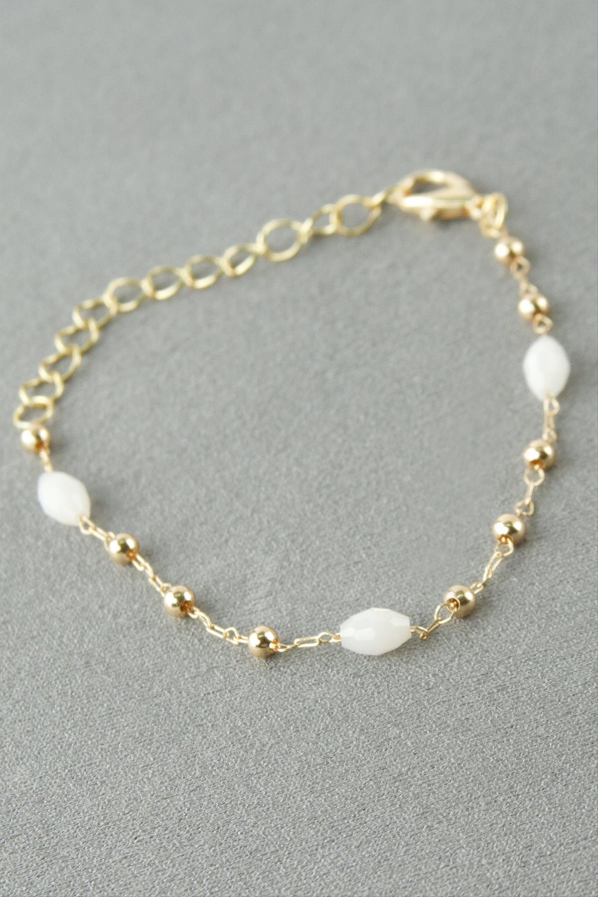 Oval Kristal Taşlı Bileklik