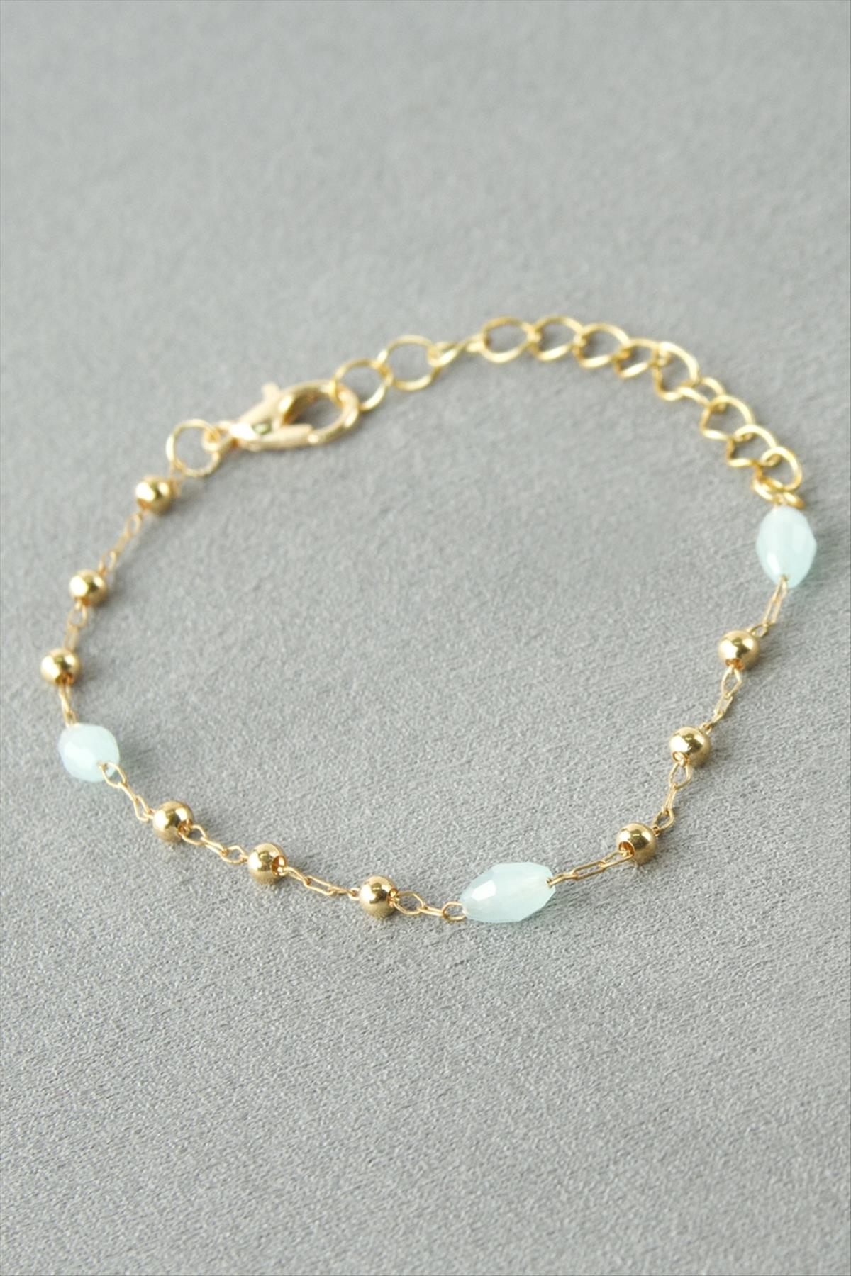 Oval Kristal Taşlı Bileklik