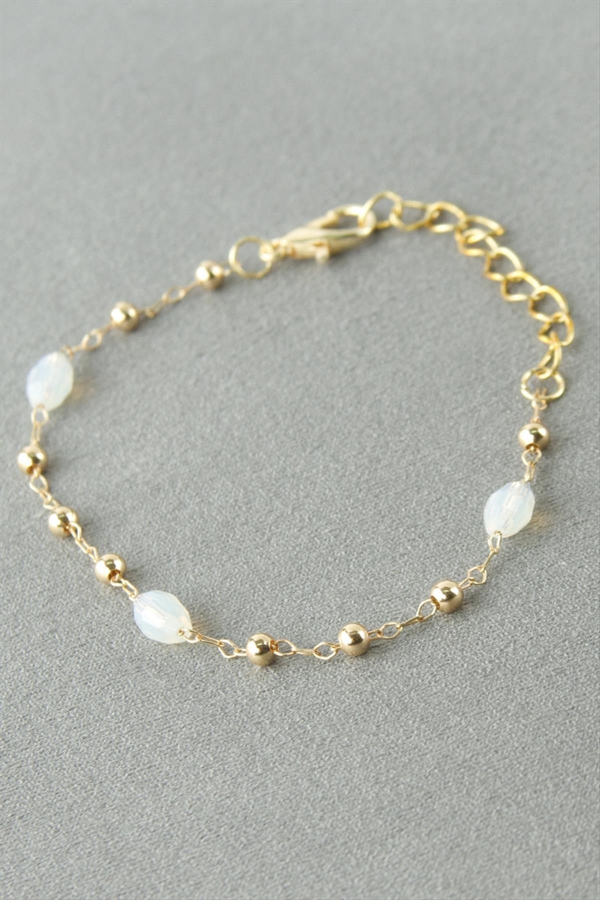 Oval Kristal Taşlı Bileklik