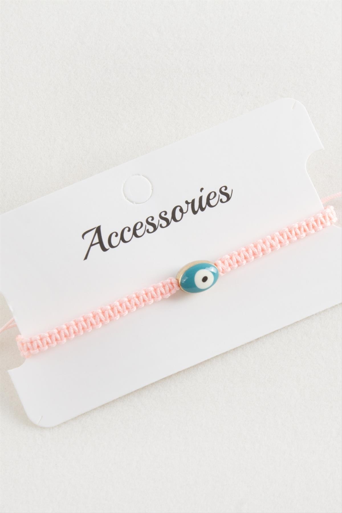 Oval Nazar Makrome Örgülü Bileklik