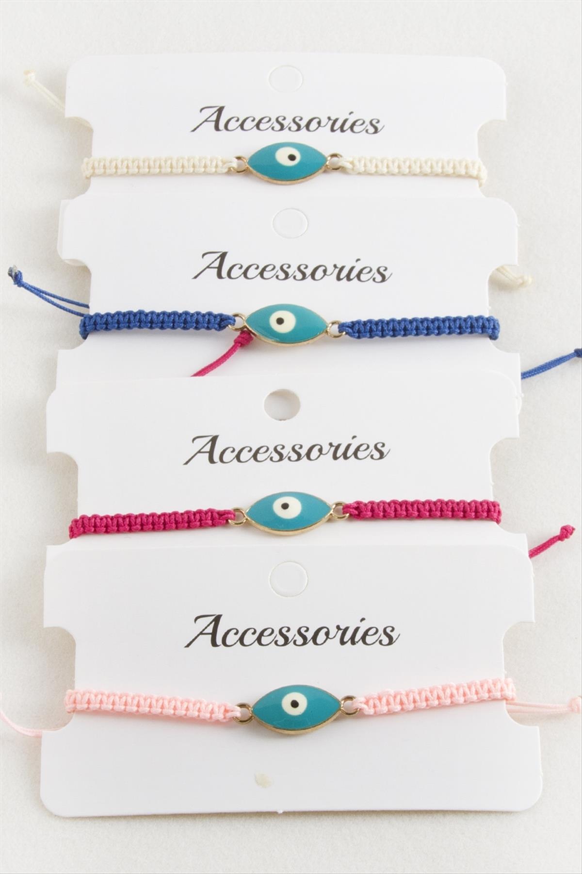 Oval Nazar Makrome Örgülü Bileklik