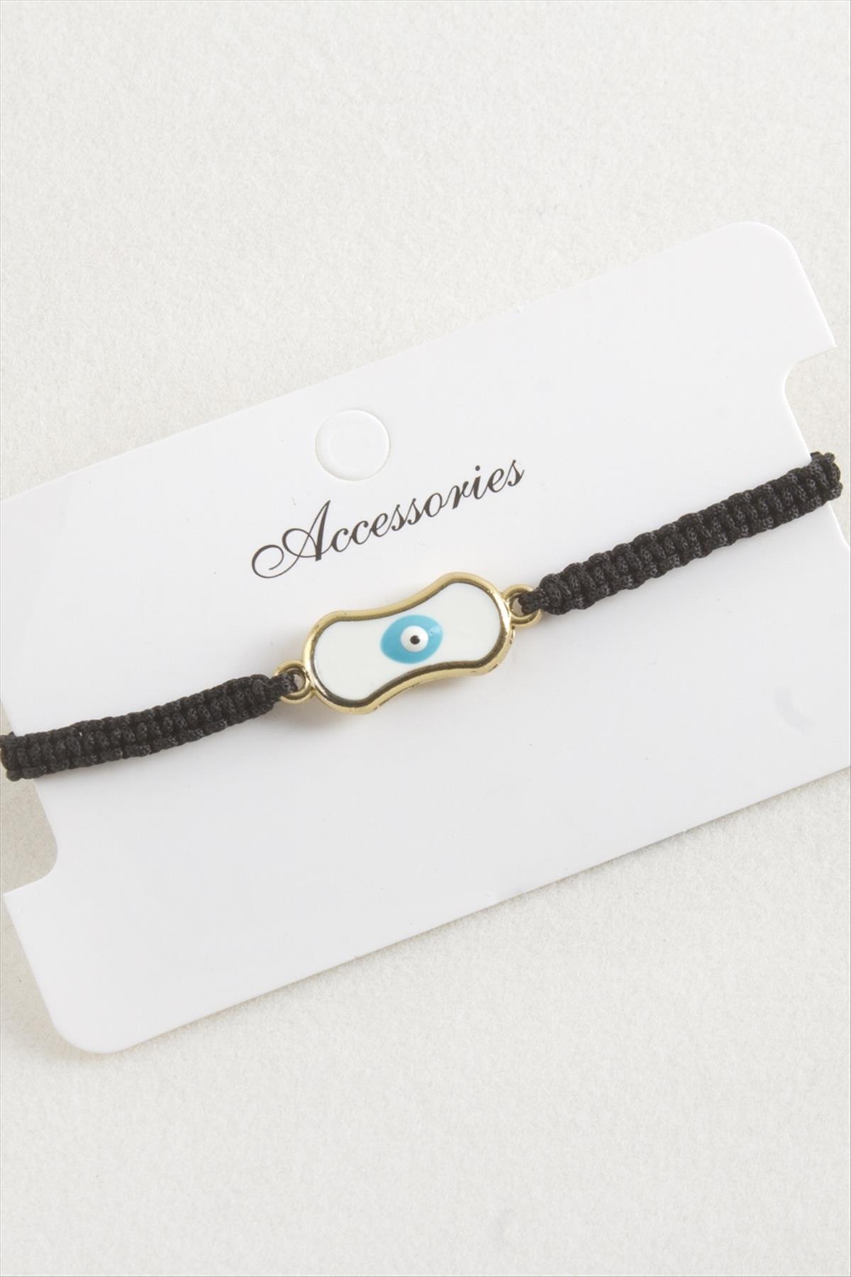 Oval Nazar Makrome Örgülü Bileklik