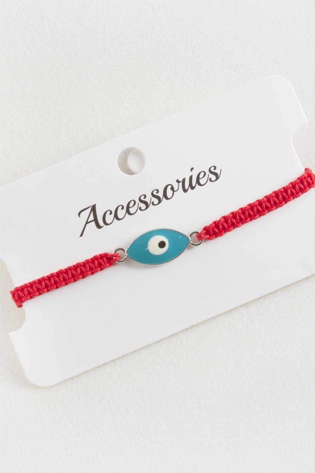 Oval Nazar Makrome Örgülü Bileklik