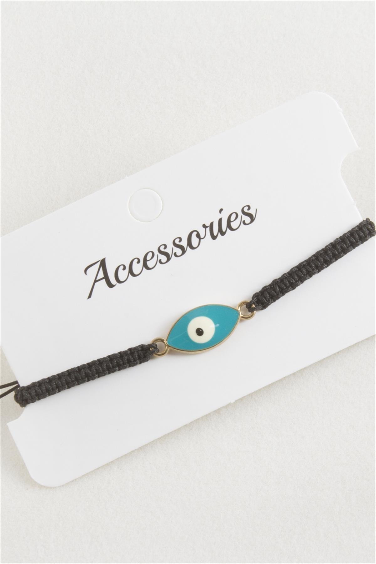 Oval Nazar Makrome Örgülü Bileklik