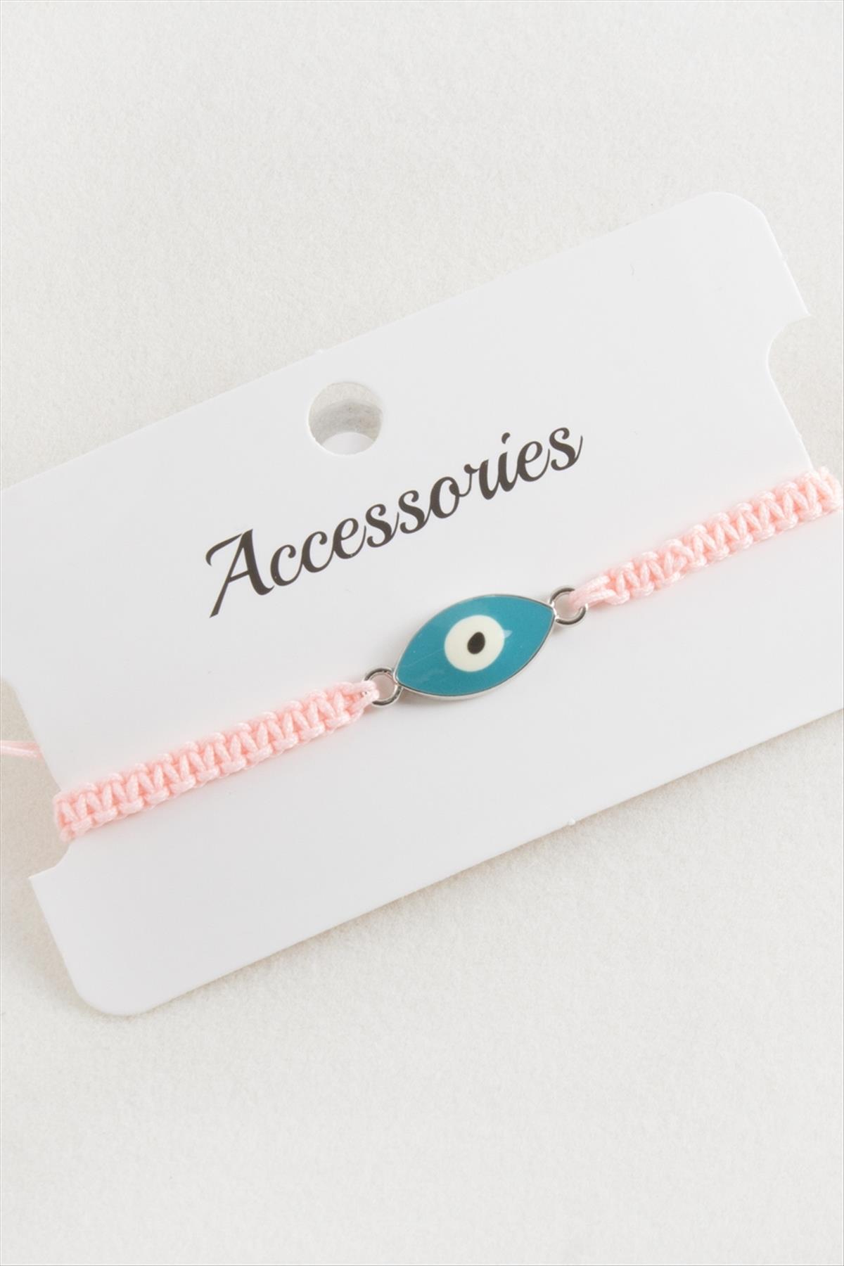 Oval Nazar Makrome Örgülü Bileklik