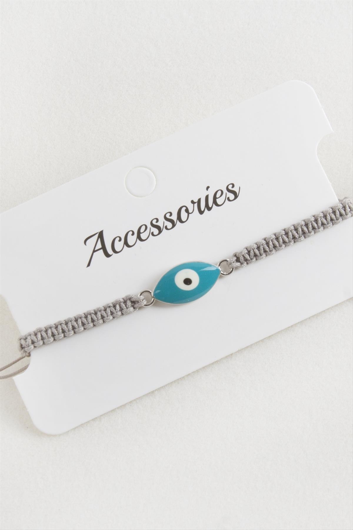 Oval Nazar Makrome Örgülü Bileklik