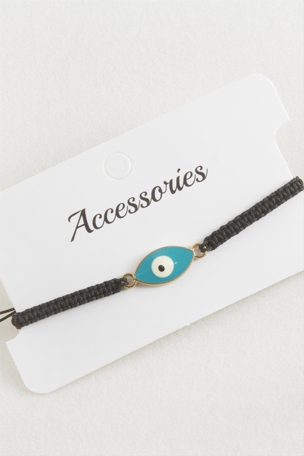 Oval Nazar Makrome Örgülü Bileklik