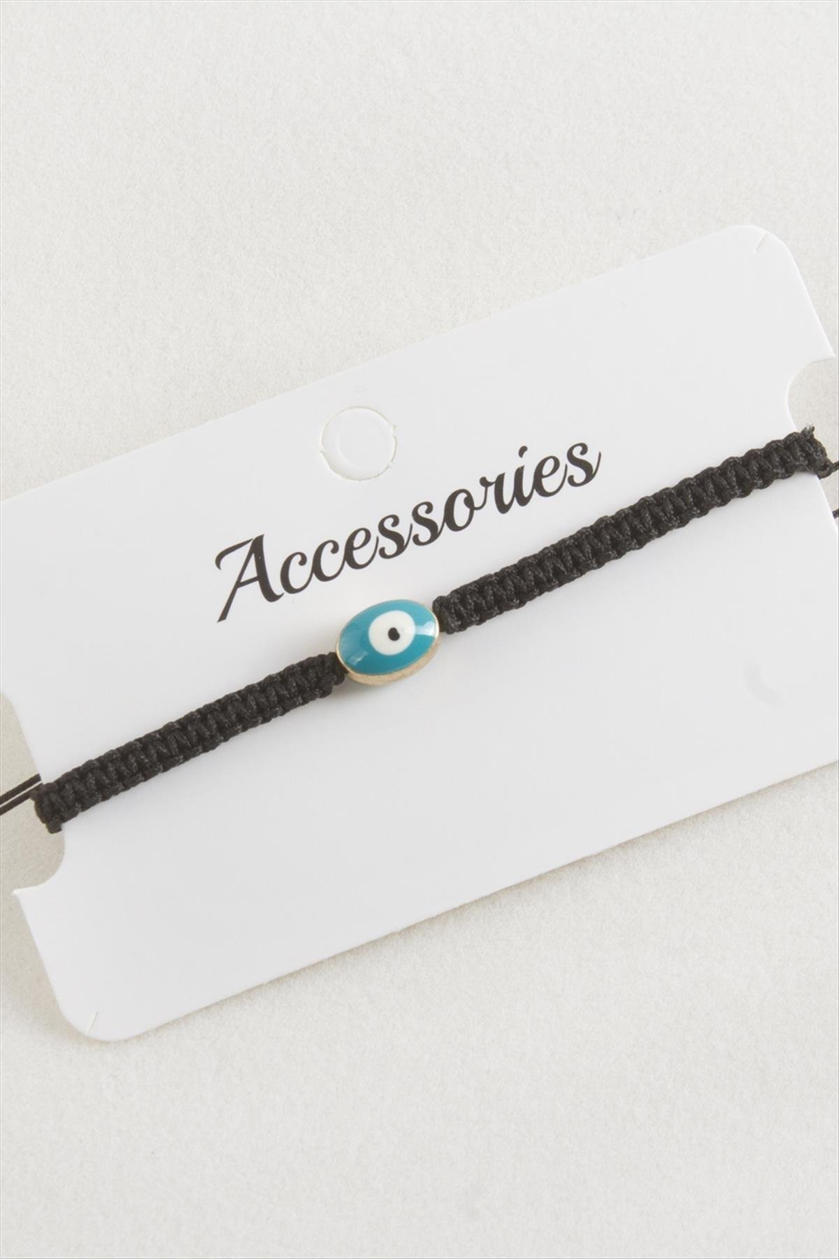 Oval Nazar Makrome Örgülü Bileklik