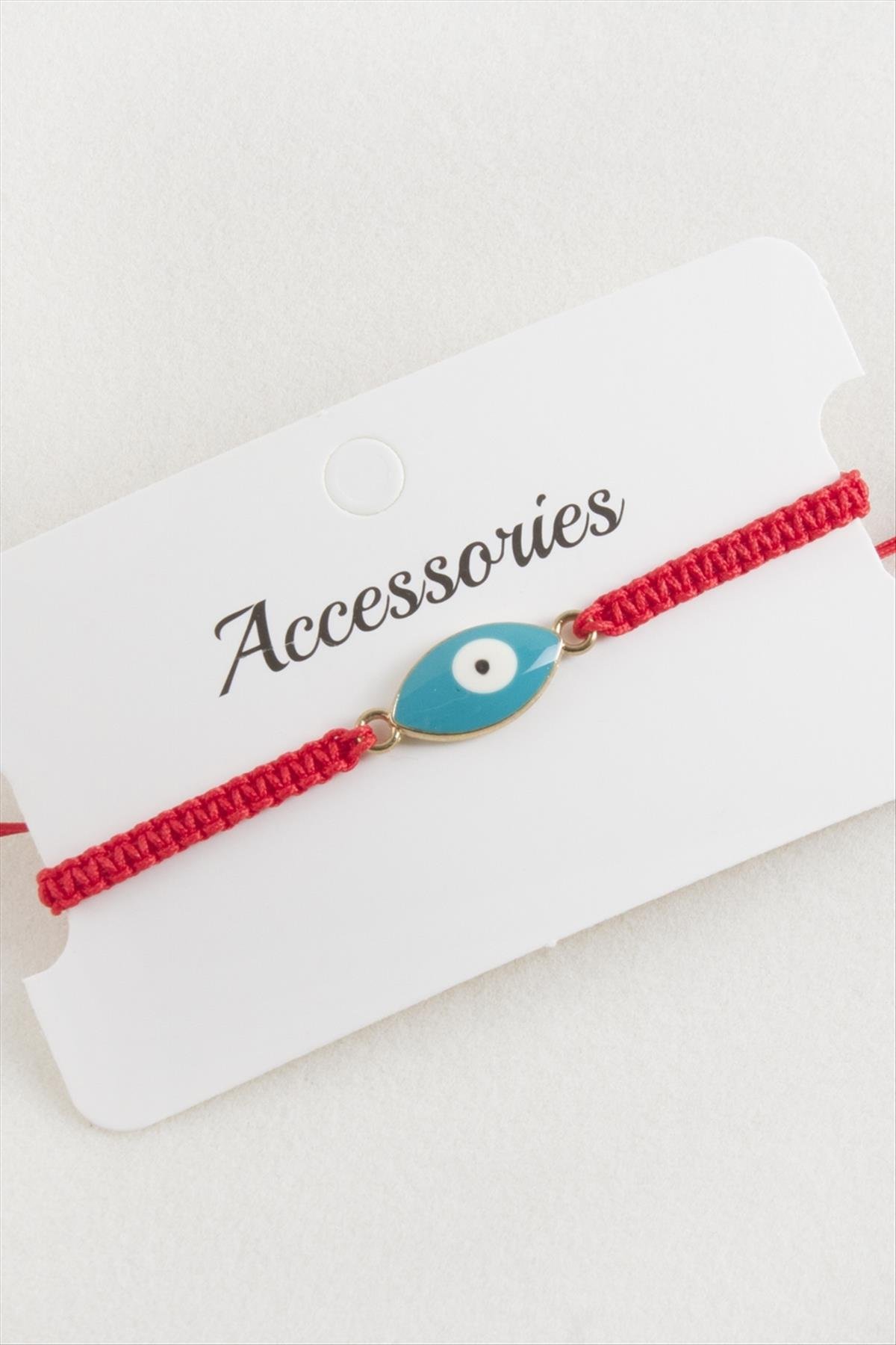 Oval Nazar Makrome Örgülü Bileklik