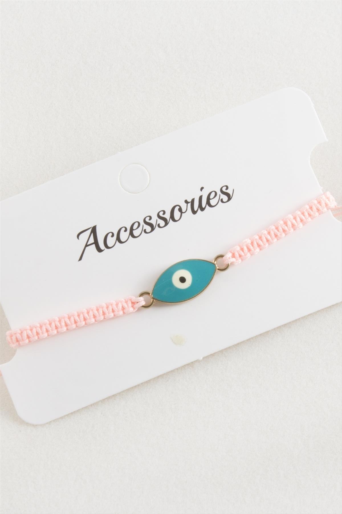 Oval Nazar Makrome Örgülü Bileklik