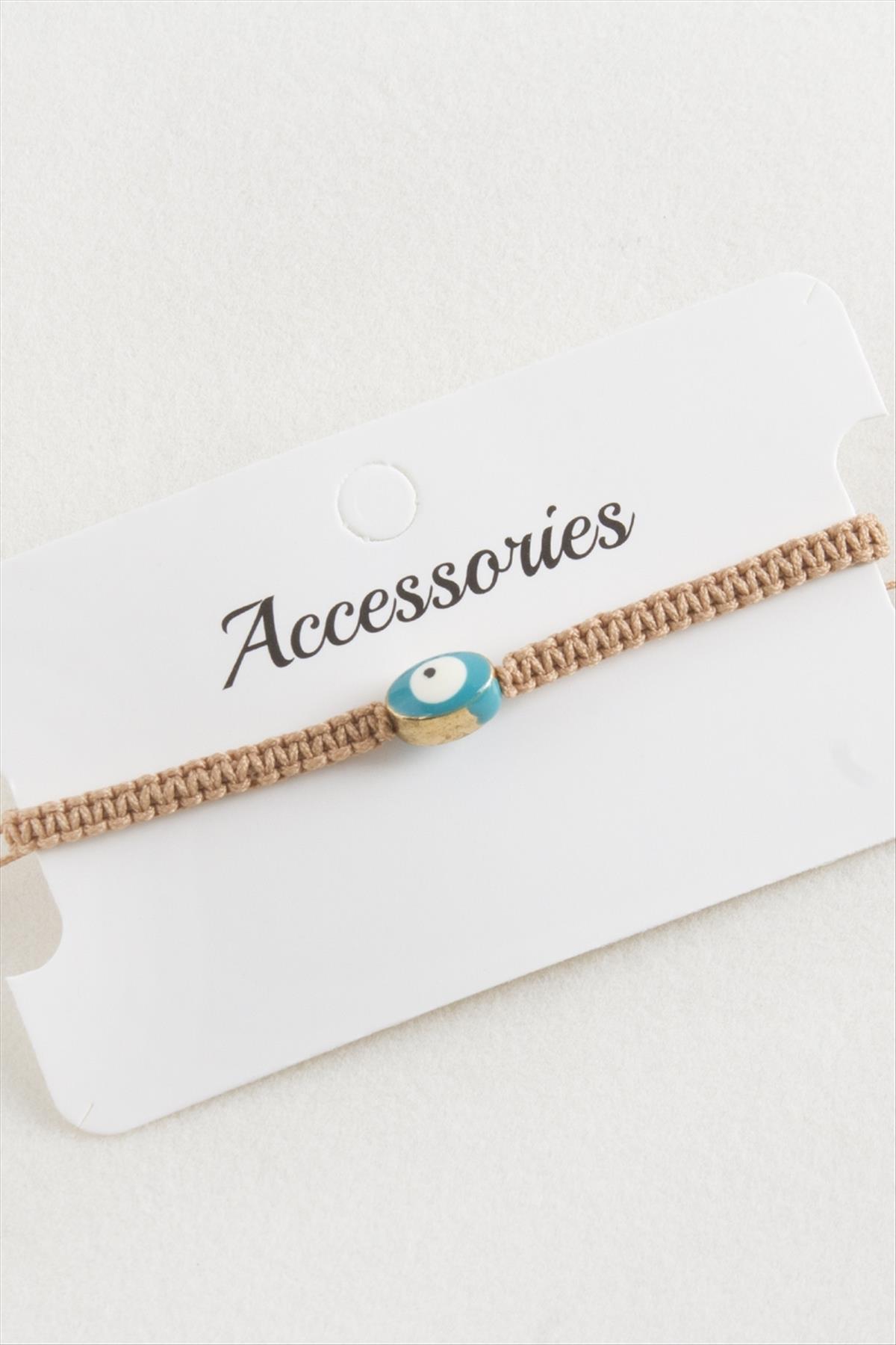 Oval Nazar Makrome Örgülü Bileklik