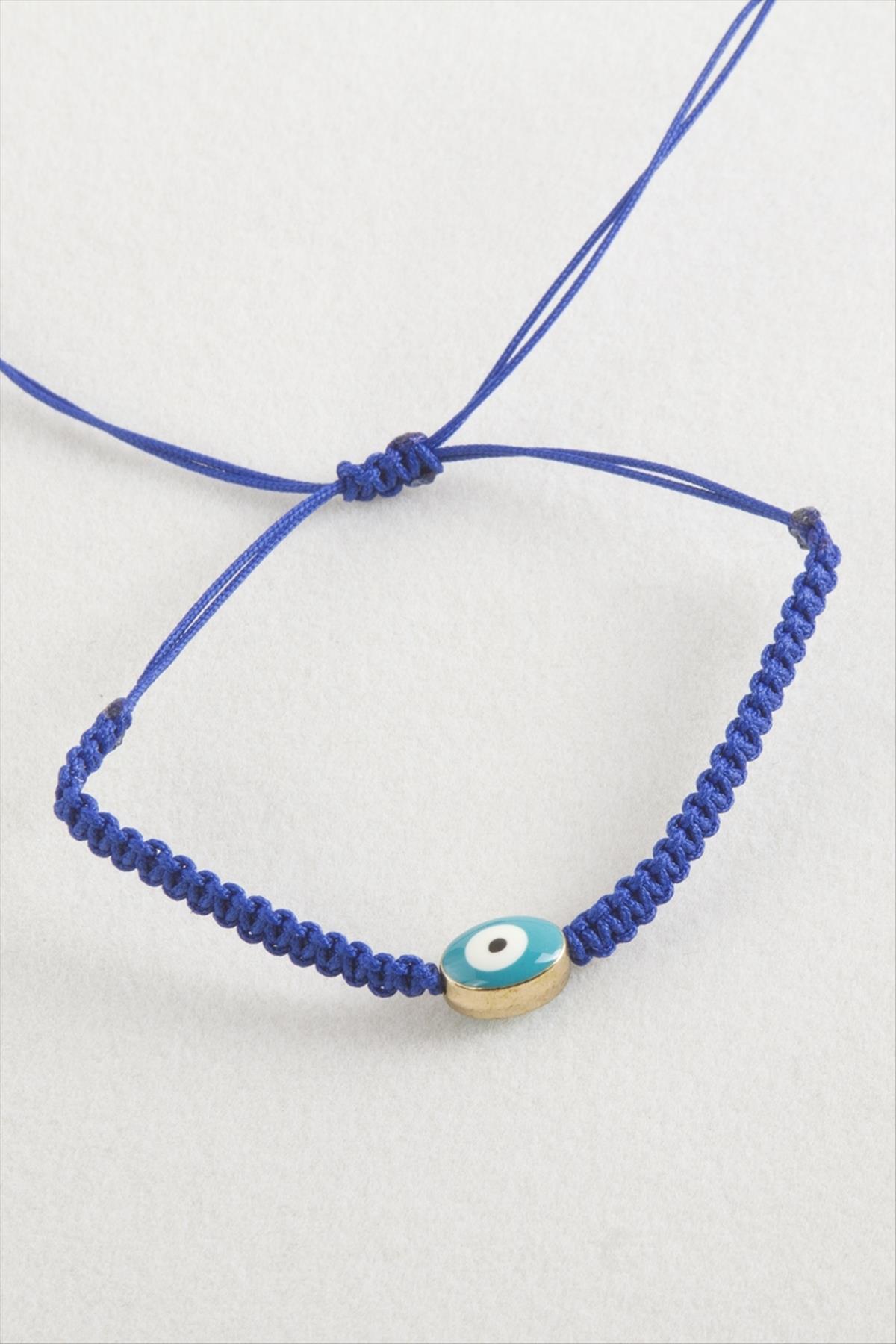 Oval Nazar Makrome Örgülü Bileklik