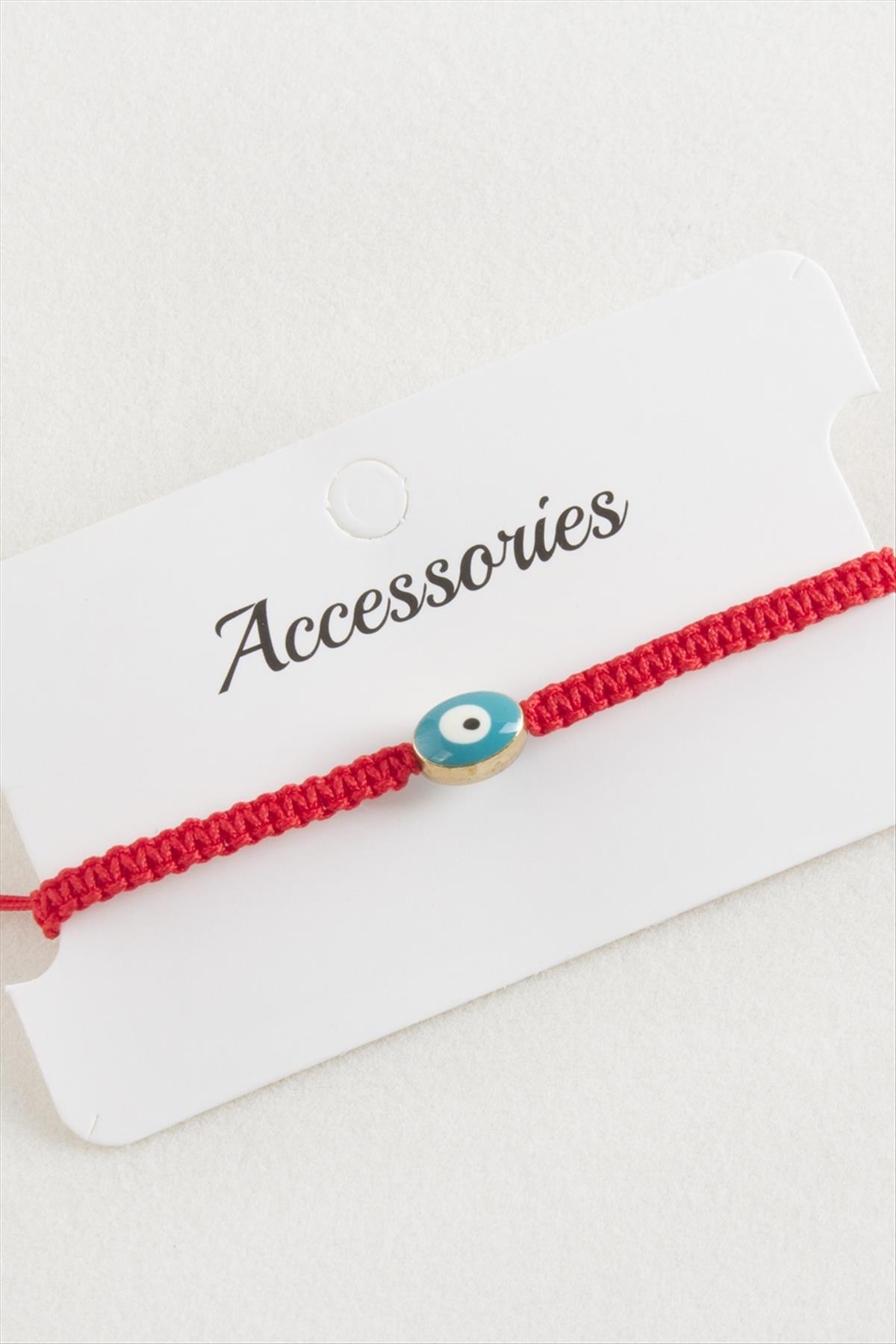 Oval Nazar Makrome Örgülü Bileklik