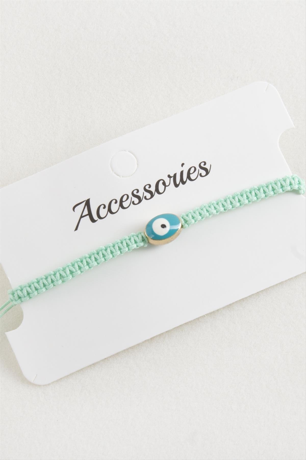 Oval Nazar Makrome Örgülü Bileklik