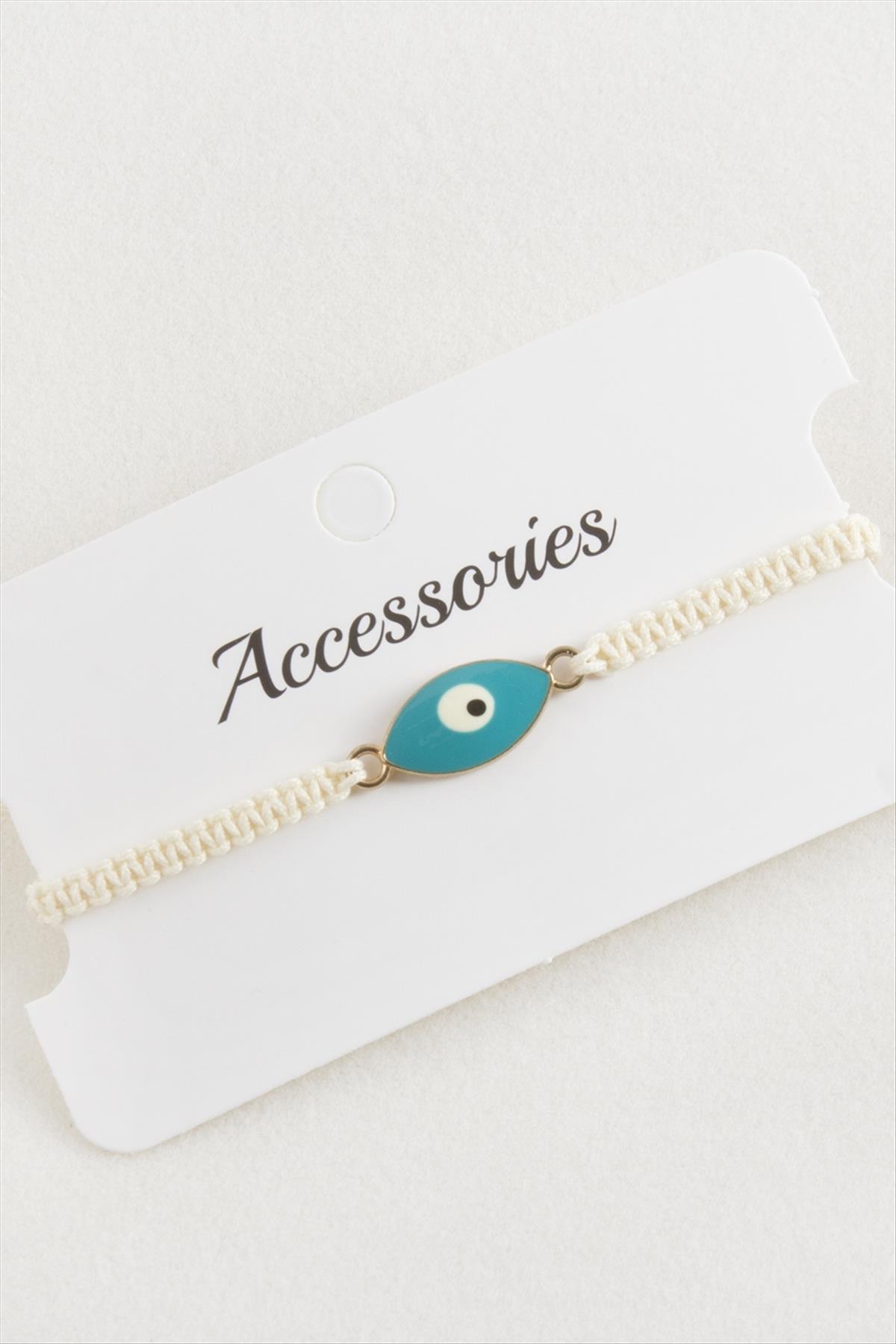 Oval Nazar Makrome Örgülü Bileklik