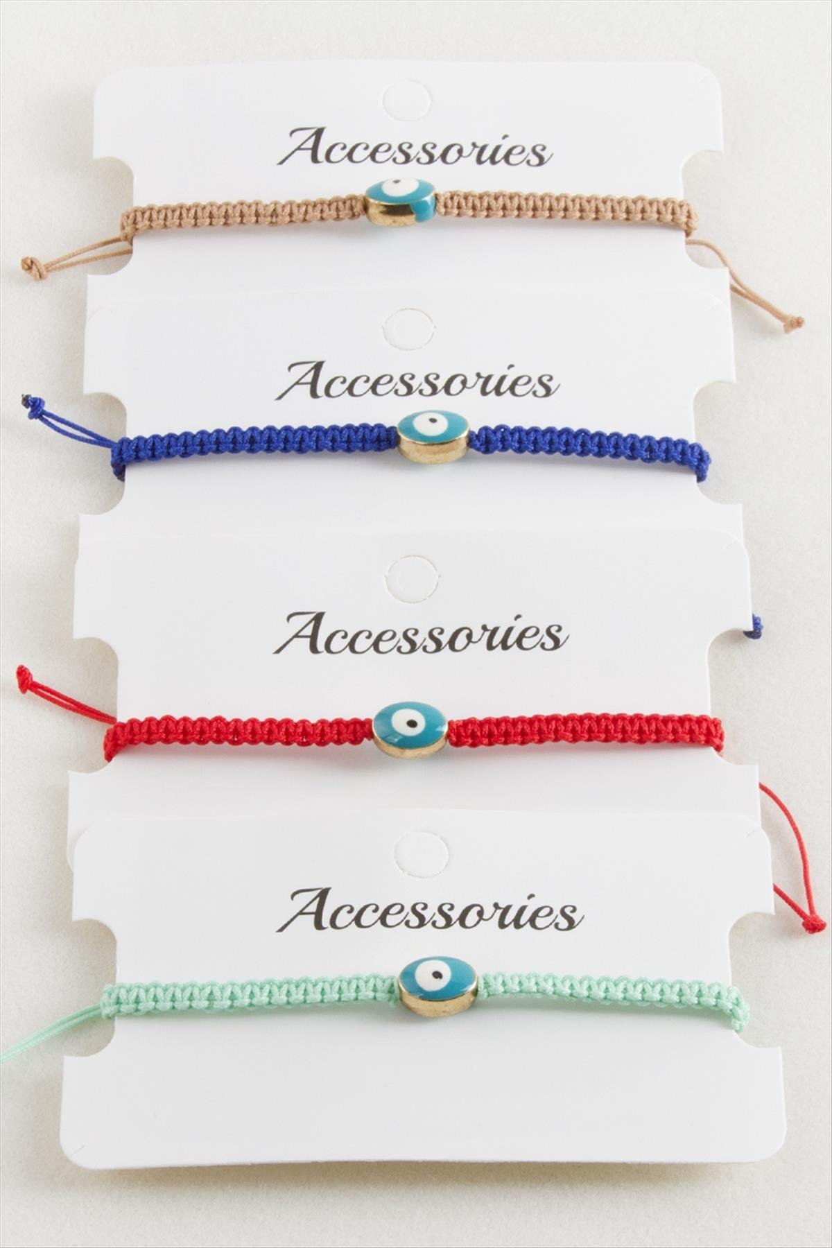 Oval Nazar Makrome Örgülü Bileklik