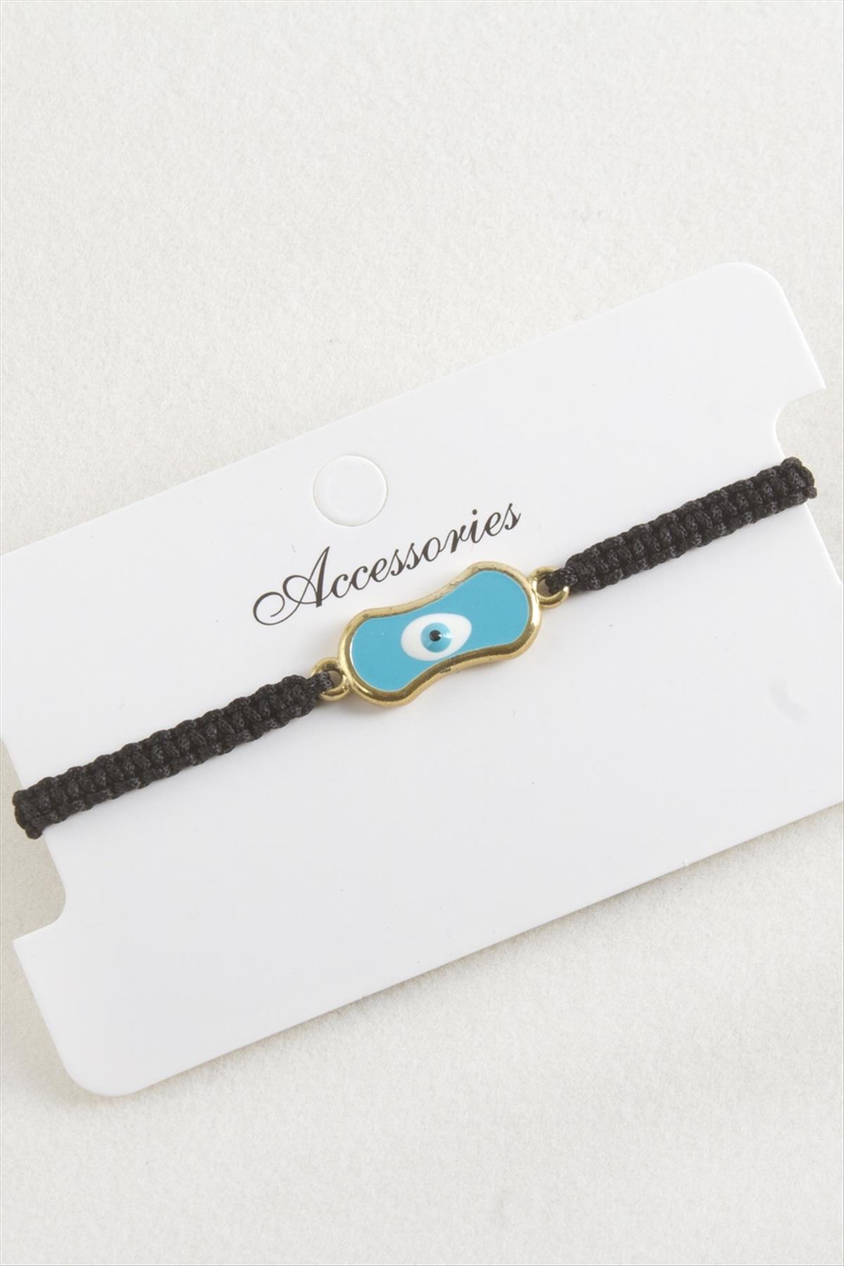 Oval Nazar Makrome Örgülü Bileklik