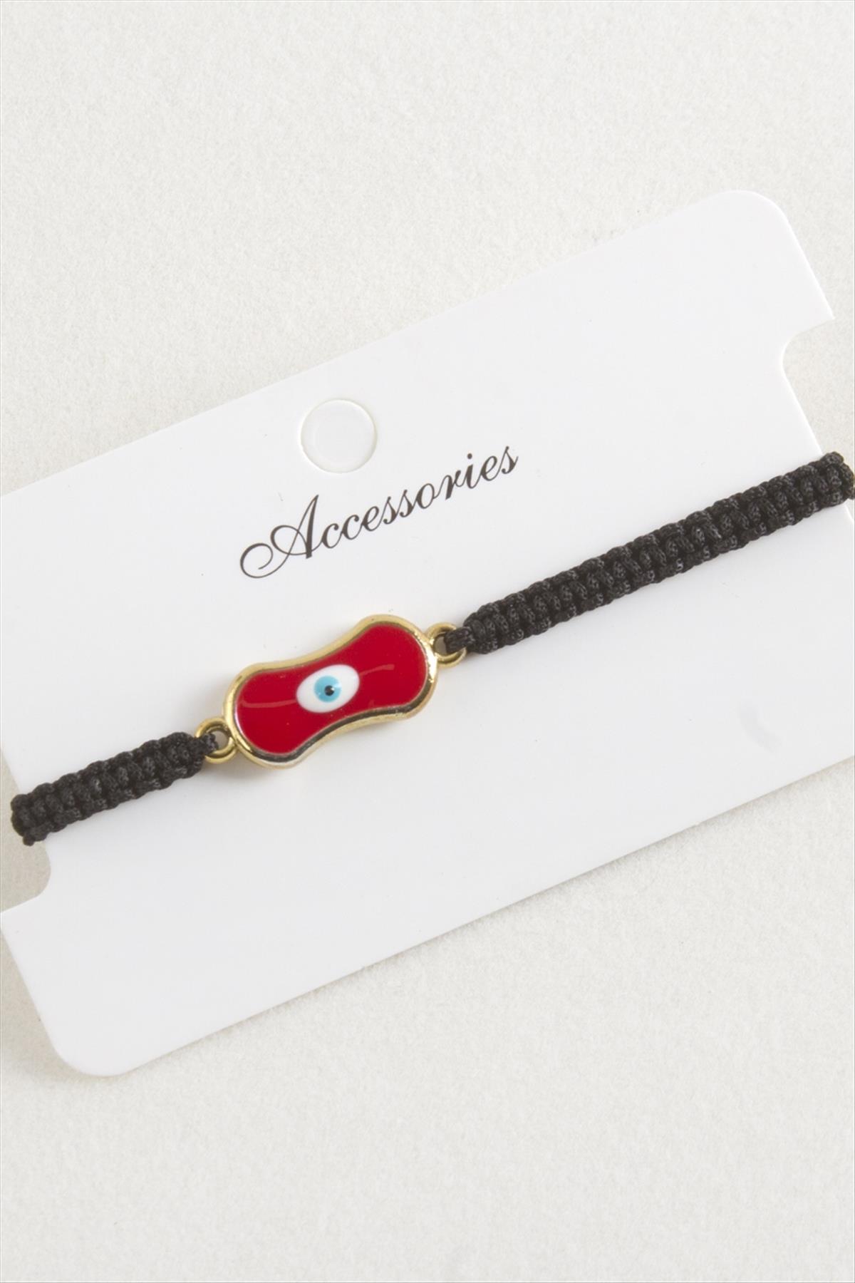 Oval Nazar Makrome Örgülü Bileklik