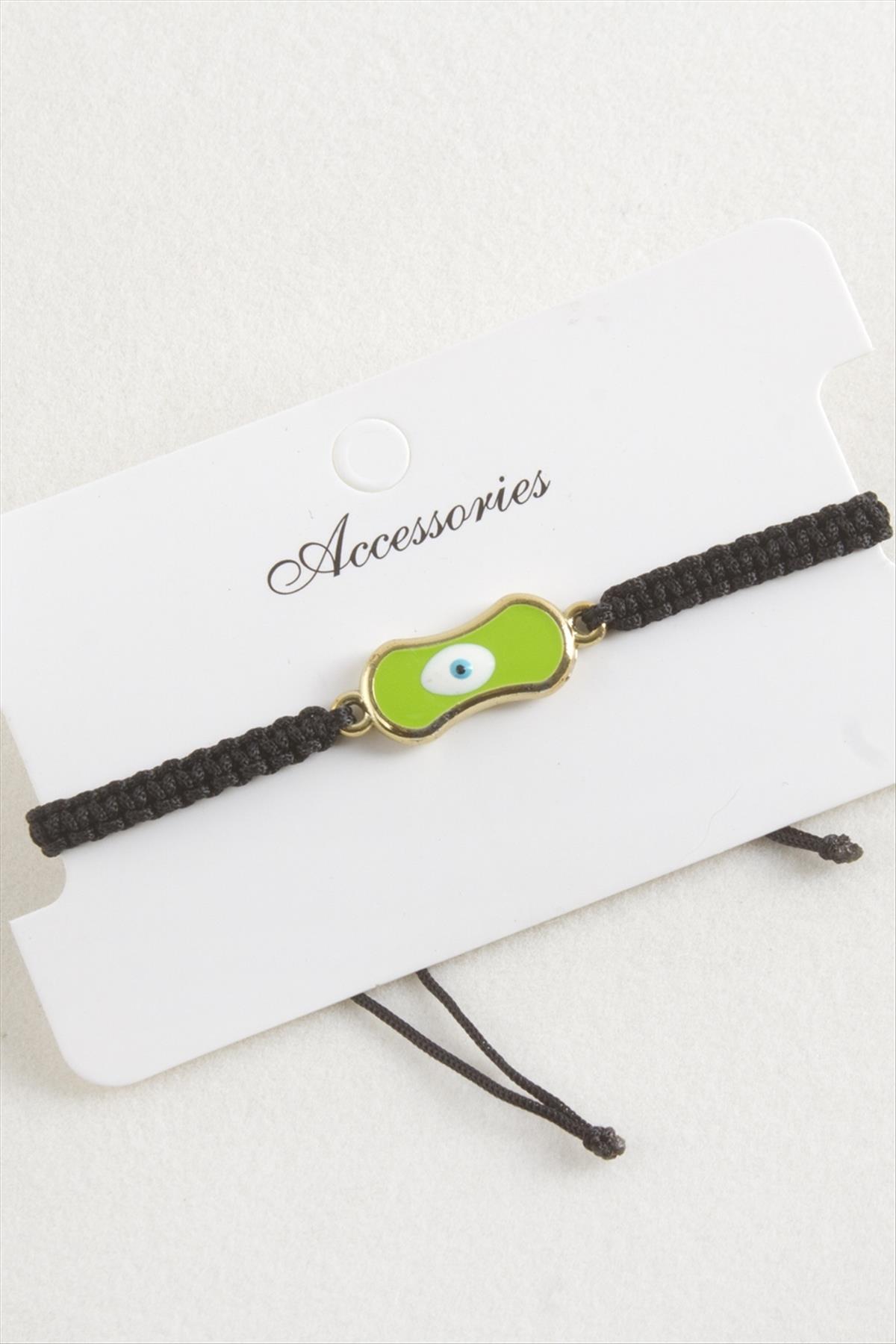 Oval Nazar Makrome Örgülü Bileklik