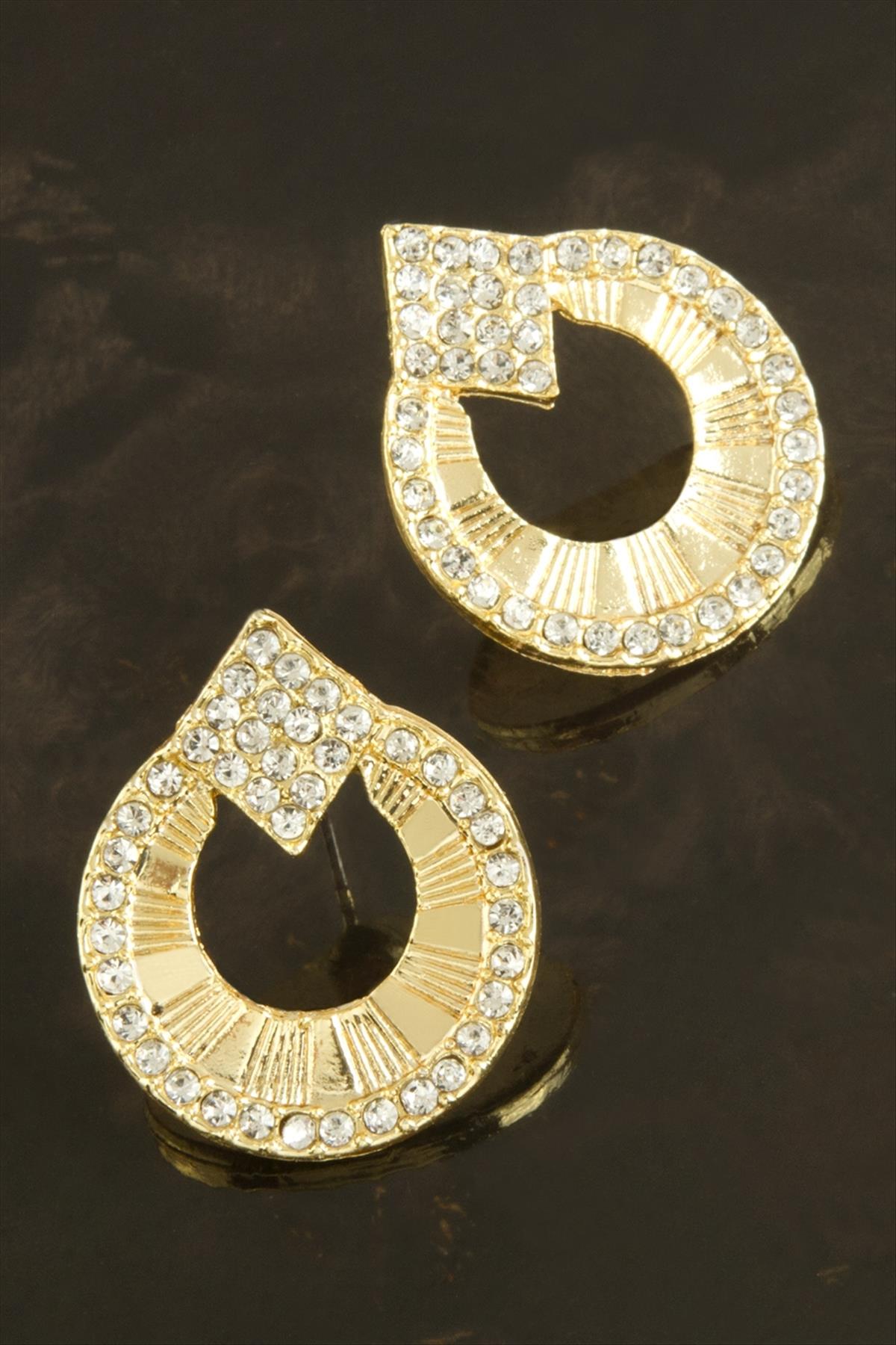 Oval Taşlı Küpe