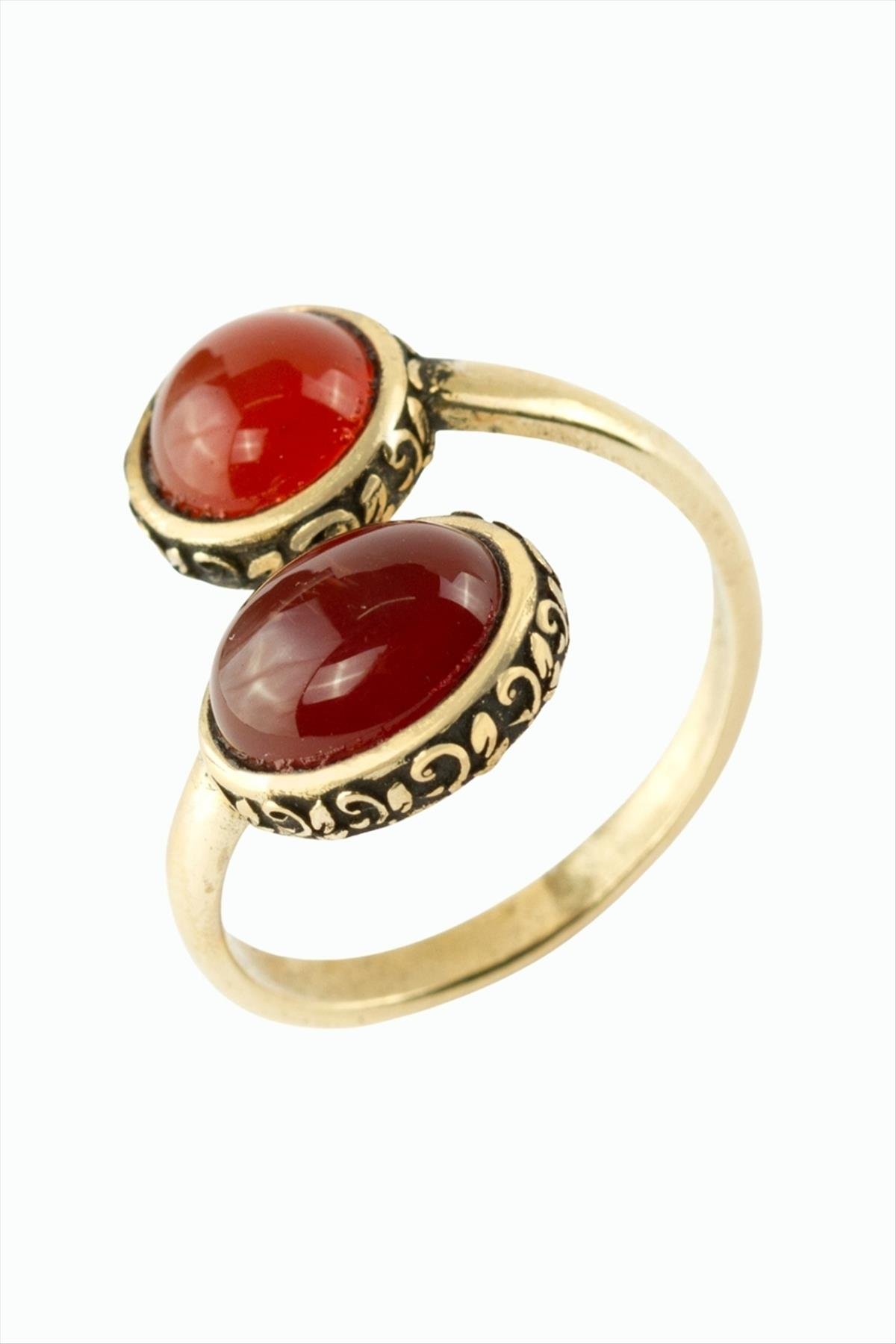 Oval Yuvarlak Doğaltaşlı Otantik Yüzük