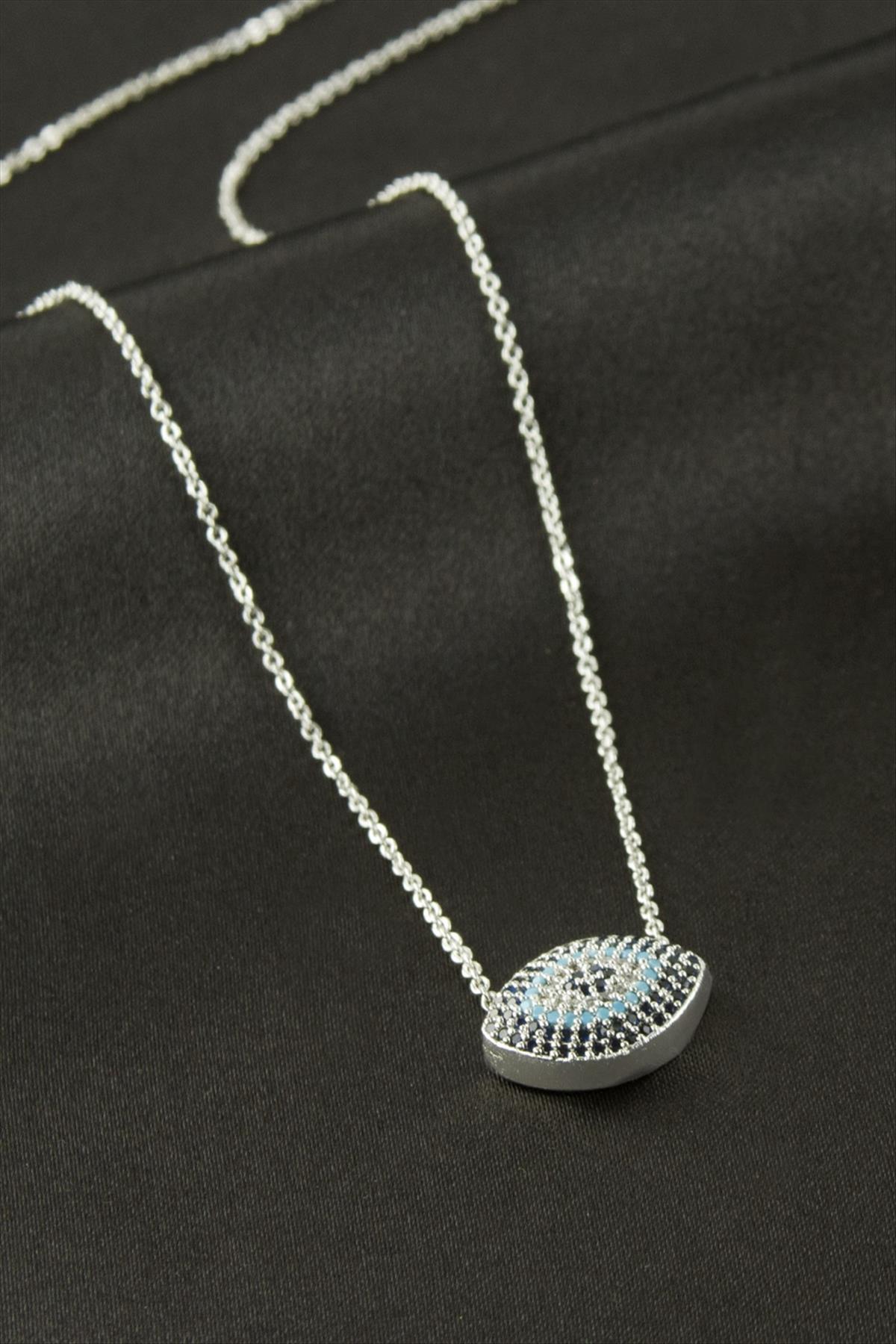 Oval Zirkon Taşlı Kolye