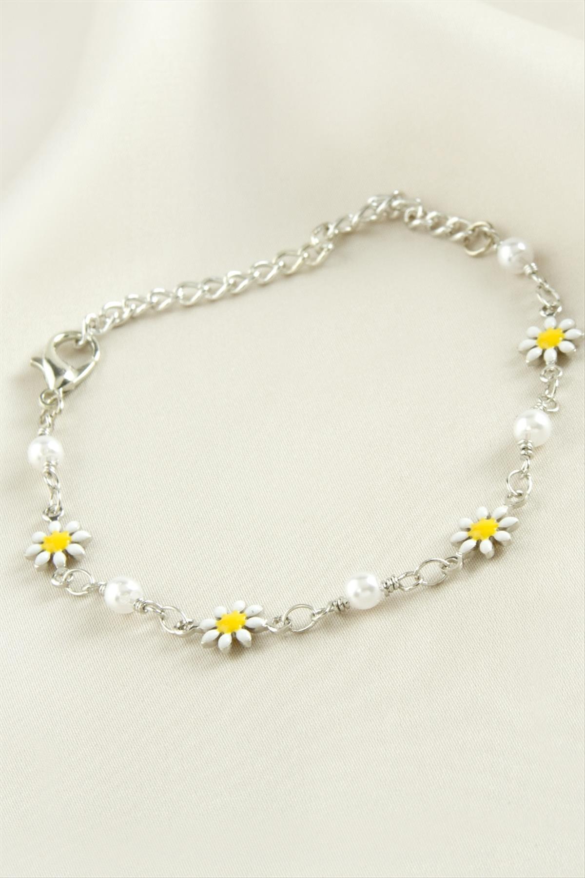 Papatya İnci Mineli Bileklik