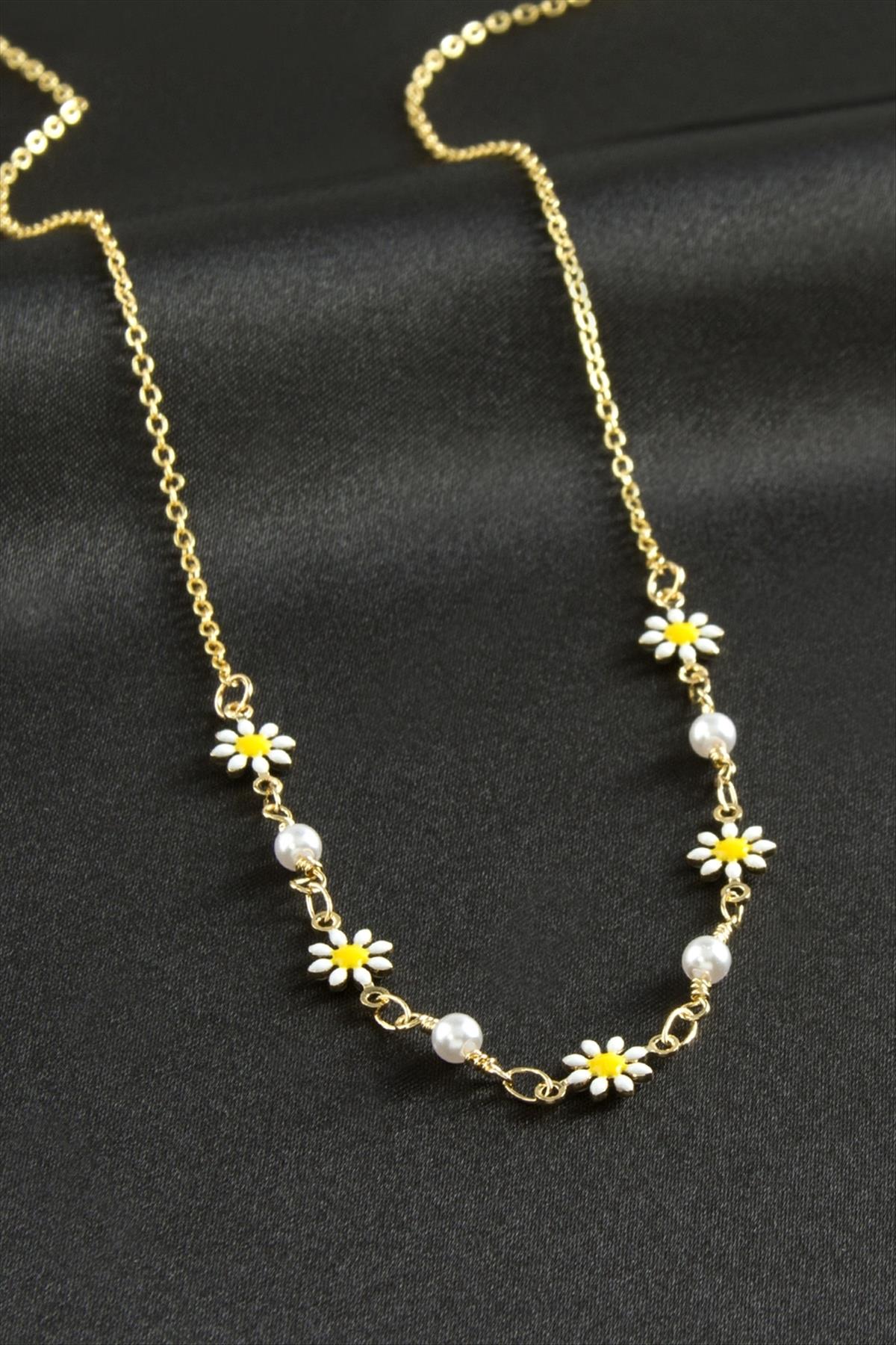 Papatya İnci Mineli Kolye