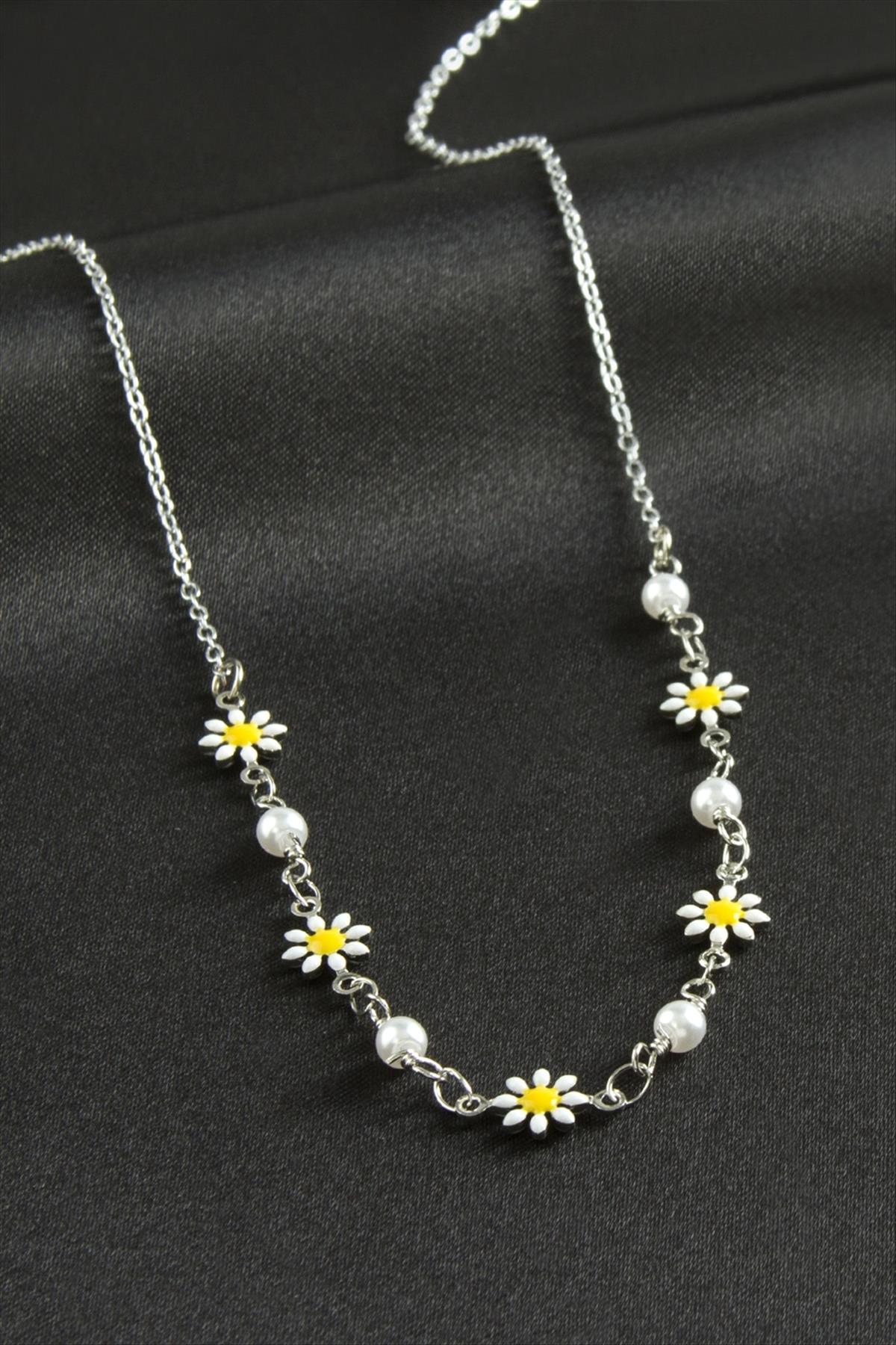 Papatya İnci Mineli Kolye