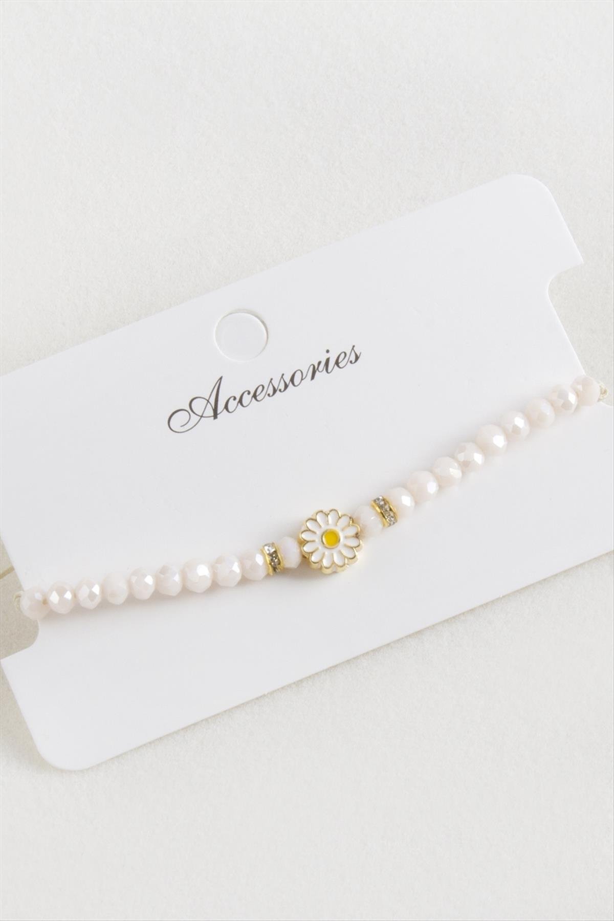 Papatya Kristal Makrome İp Bileklik