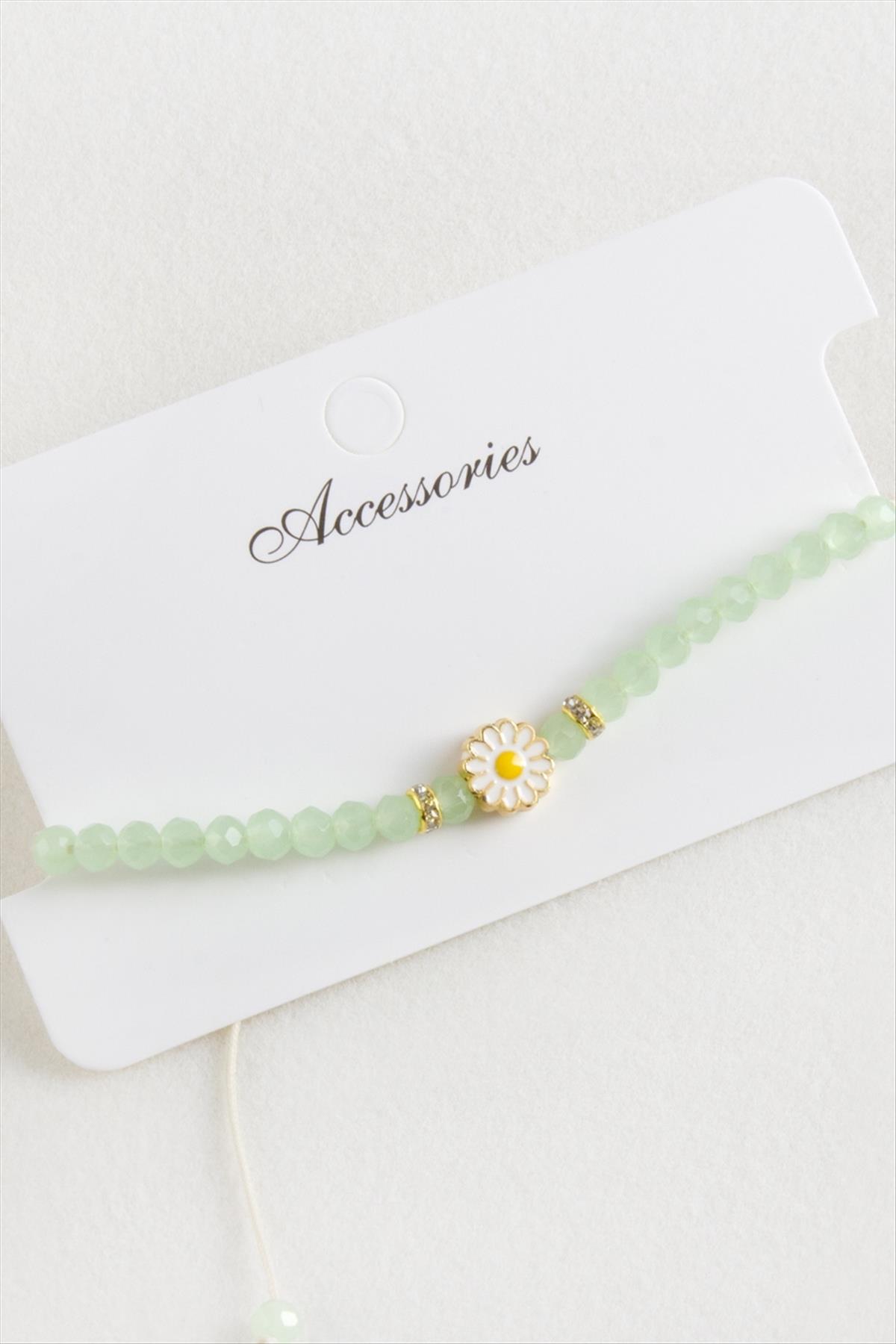 Papatya Kristal Makrome İp Bileklik