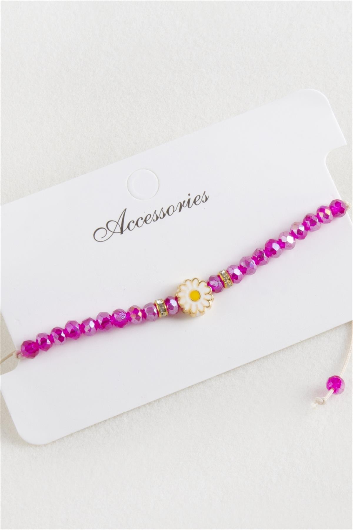 Papatya Kristal Makrome İp Bileklik