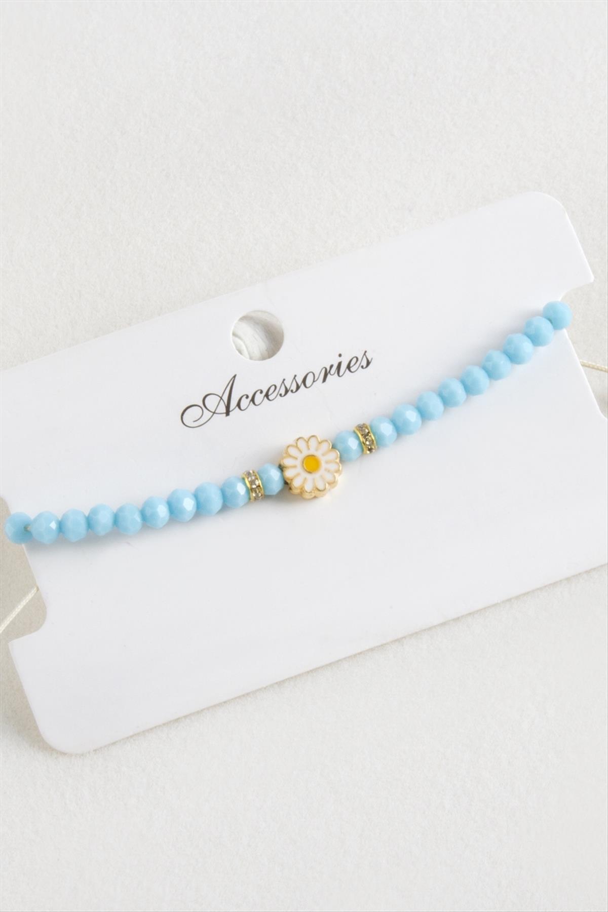 Papatya Kristal Makrome İp Bileklik