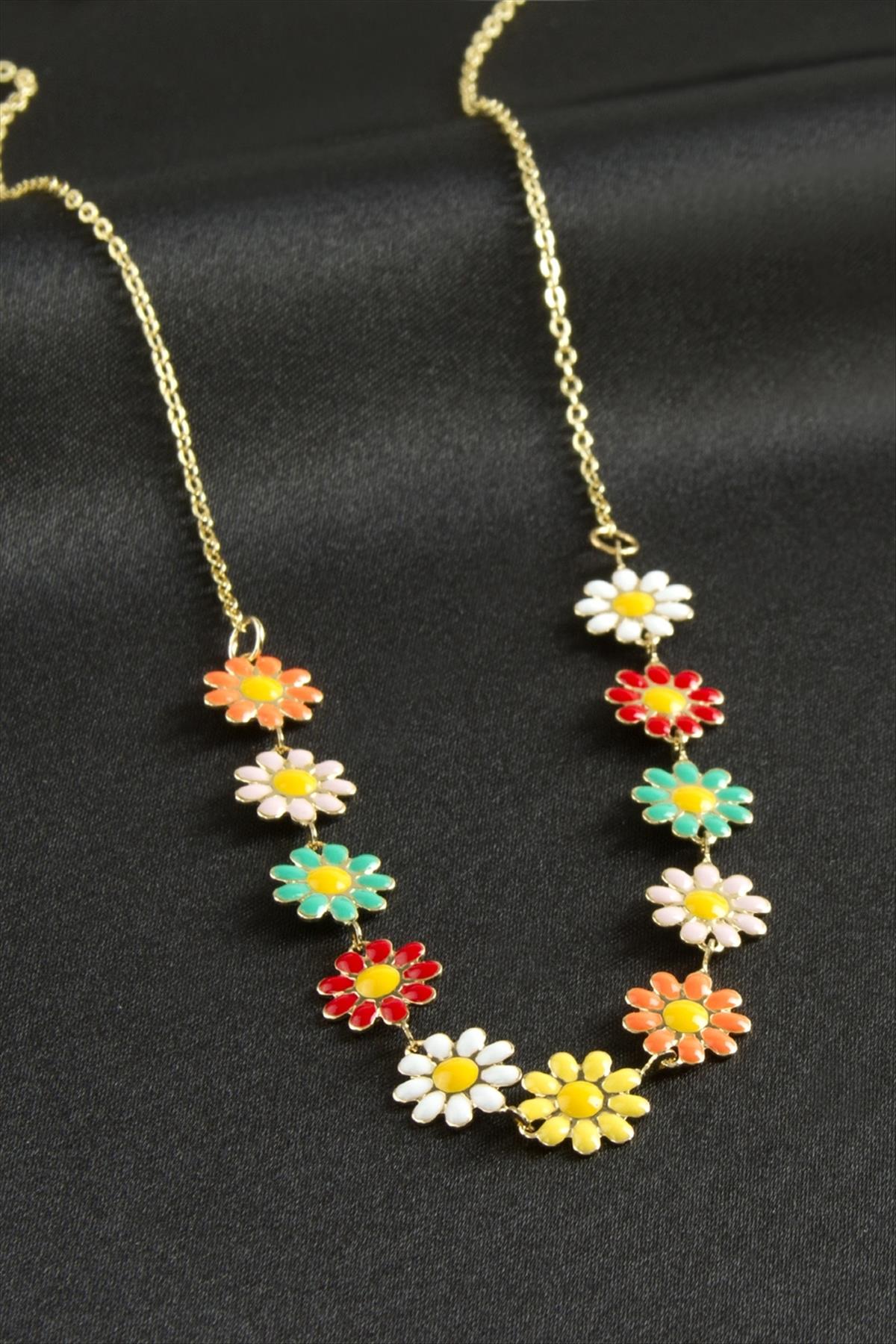 Papatya Mineli Kolye