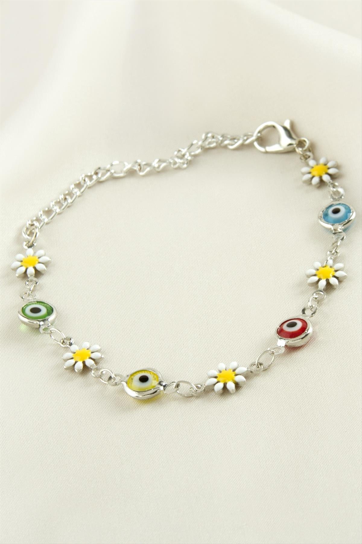 Papatya Nazar Boncuk Mineli Bileklik