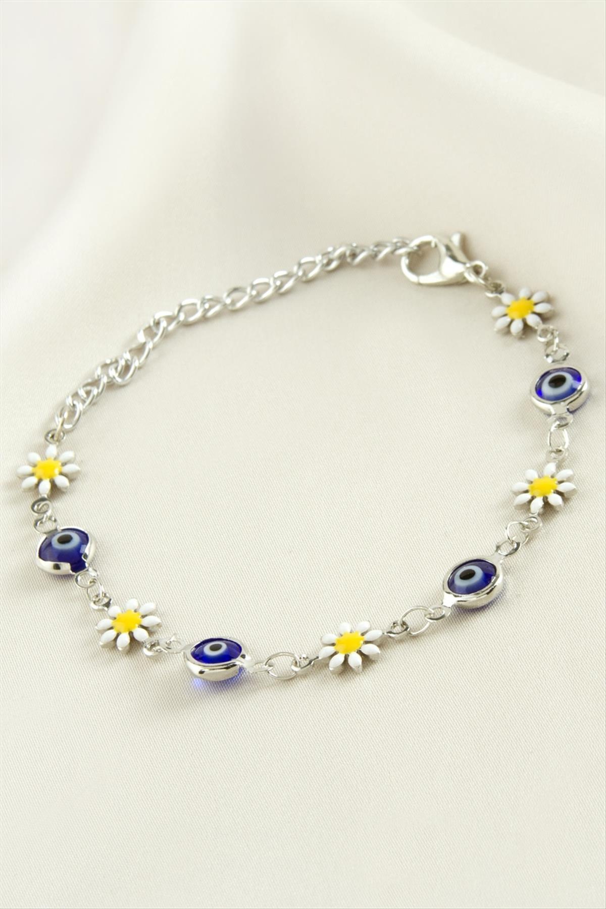 Papatya Nazar Boncuk Mineli Bileklik