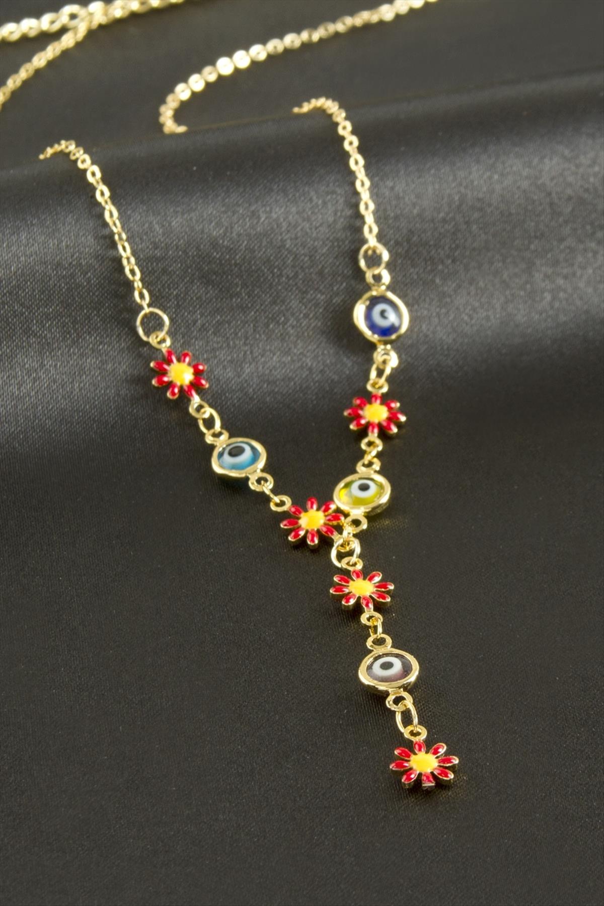 Papatya Nazar Mineli Y Kolye