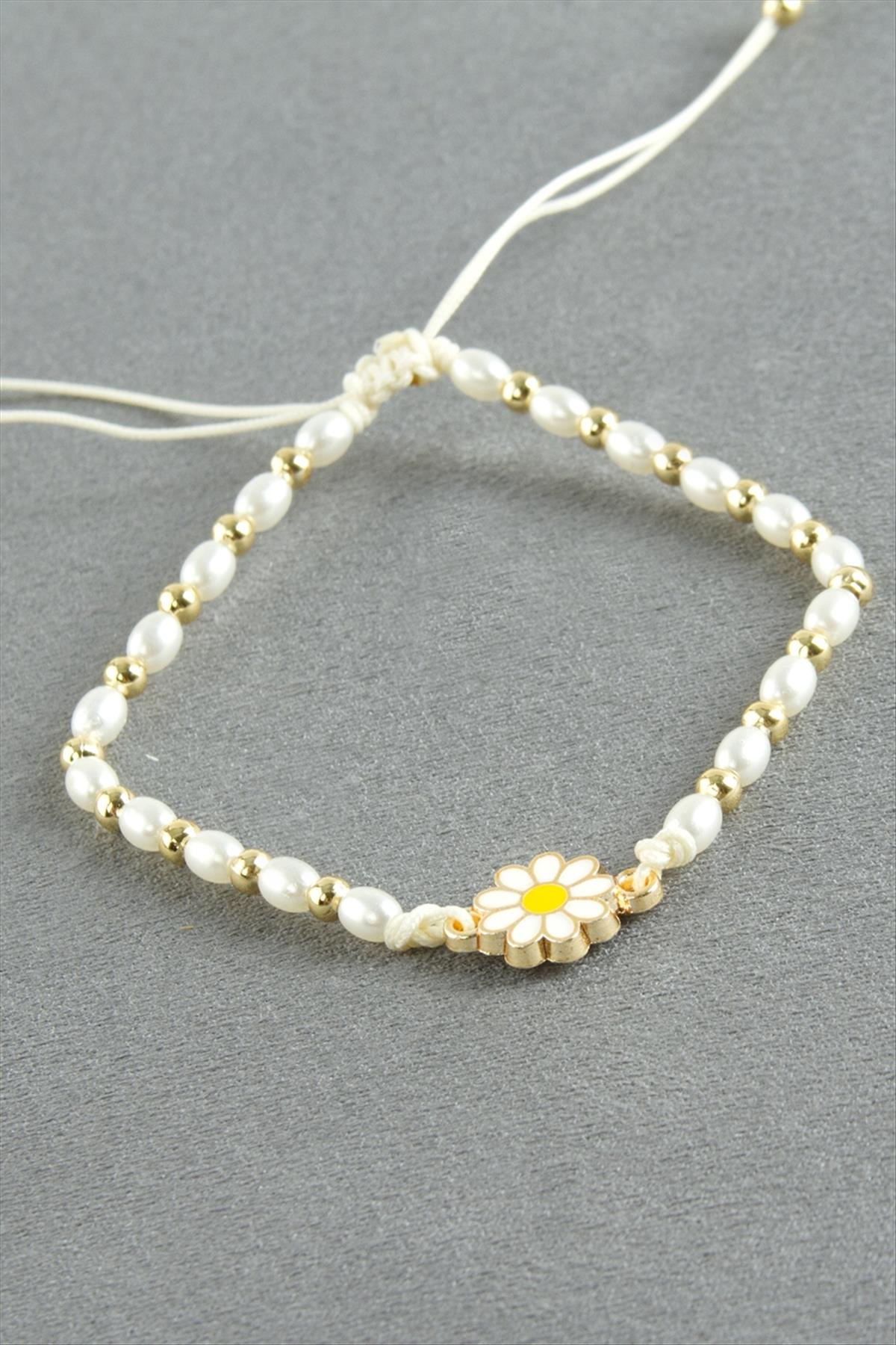 Papatya Oval İnci Bileklik