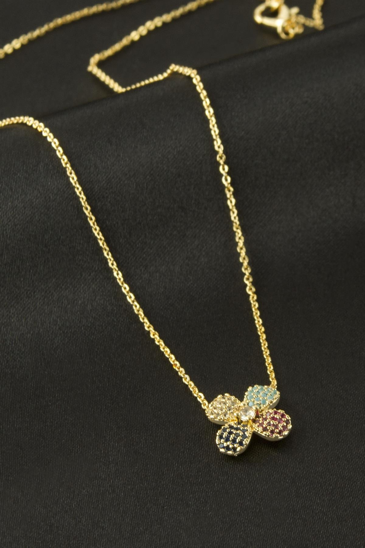 Papatya Zirkon Taşlı Kolye