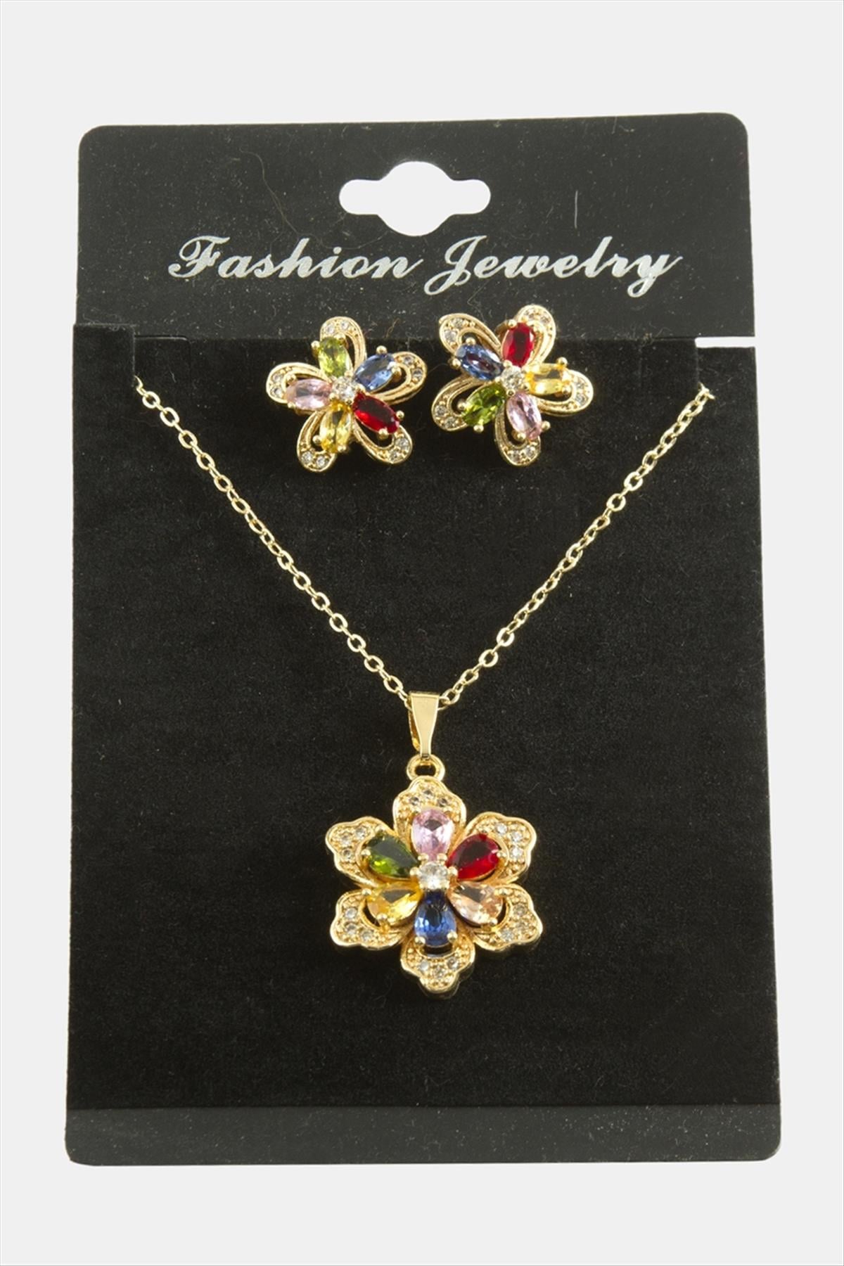 Papatya Zirkon Taşlı Set Kolye