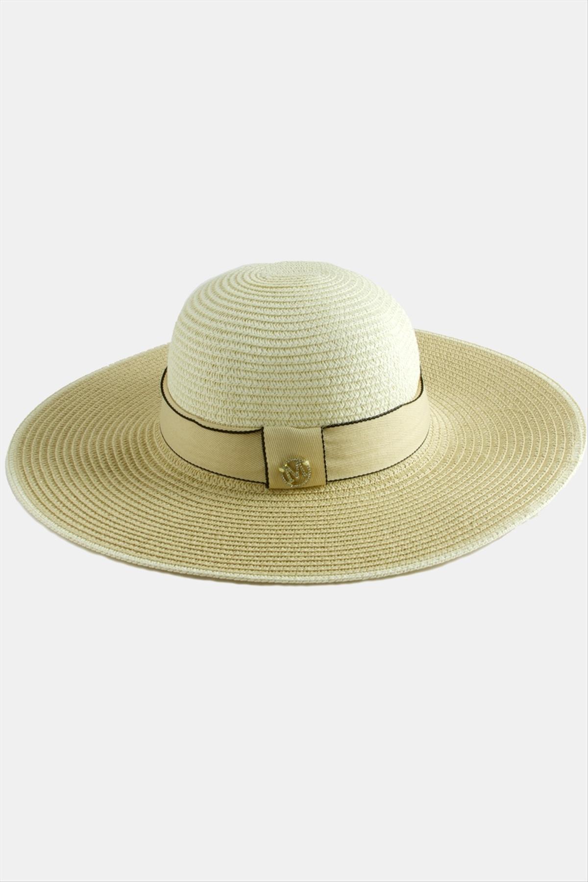 Şeritli Hasır Şapka