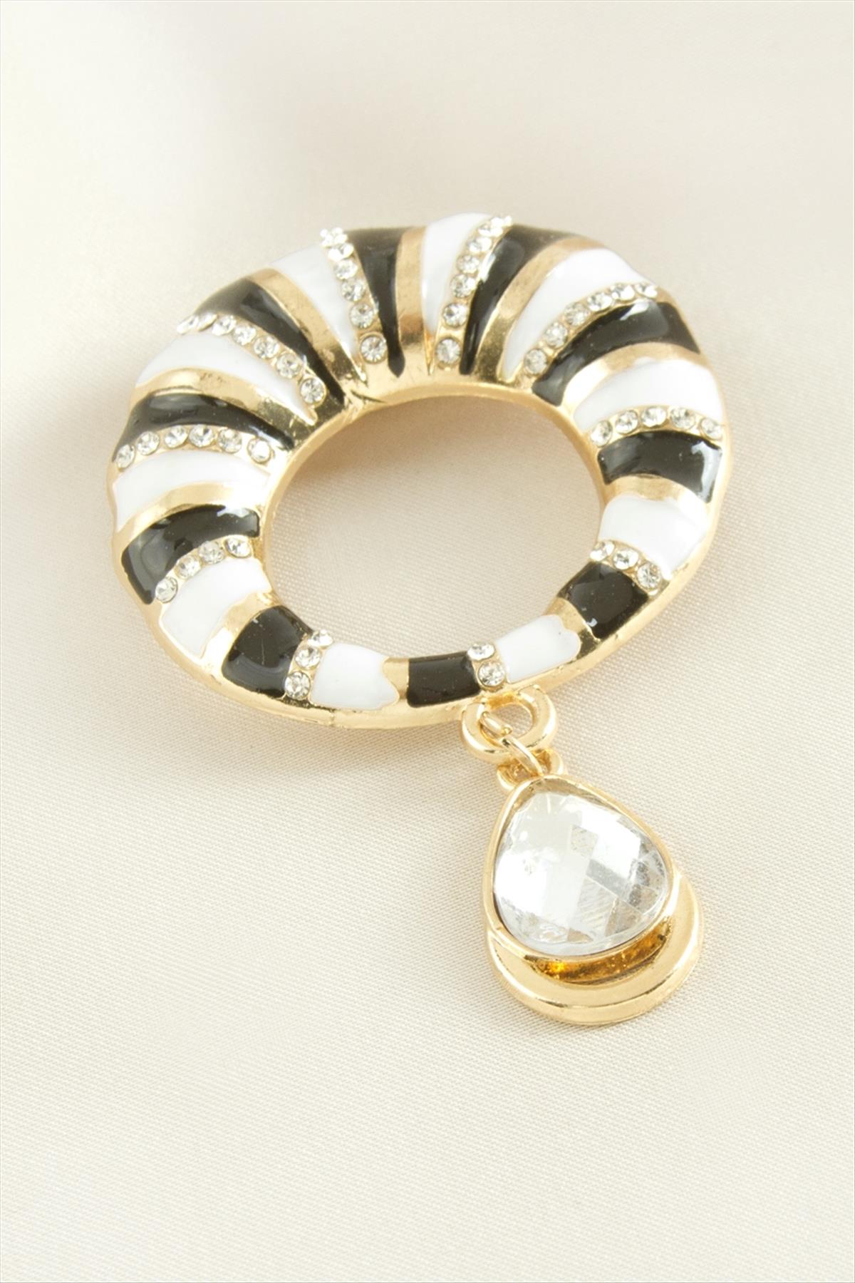 Simit Mineli Taşlı Broş