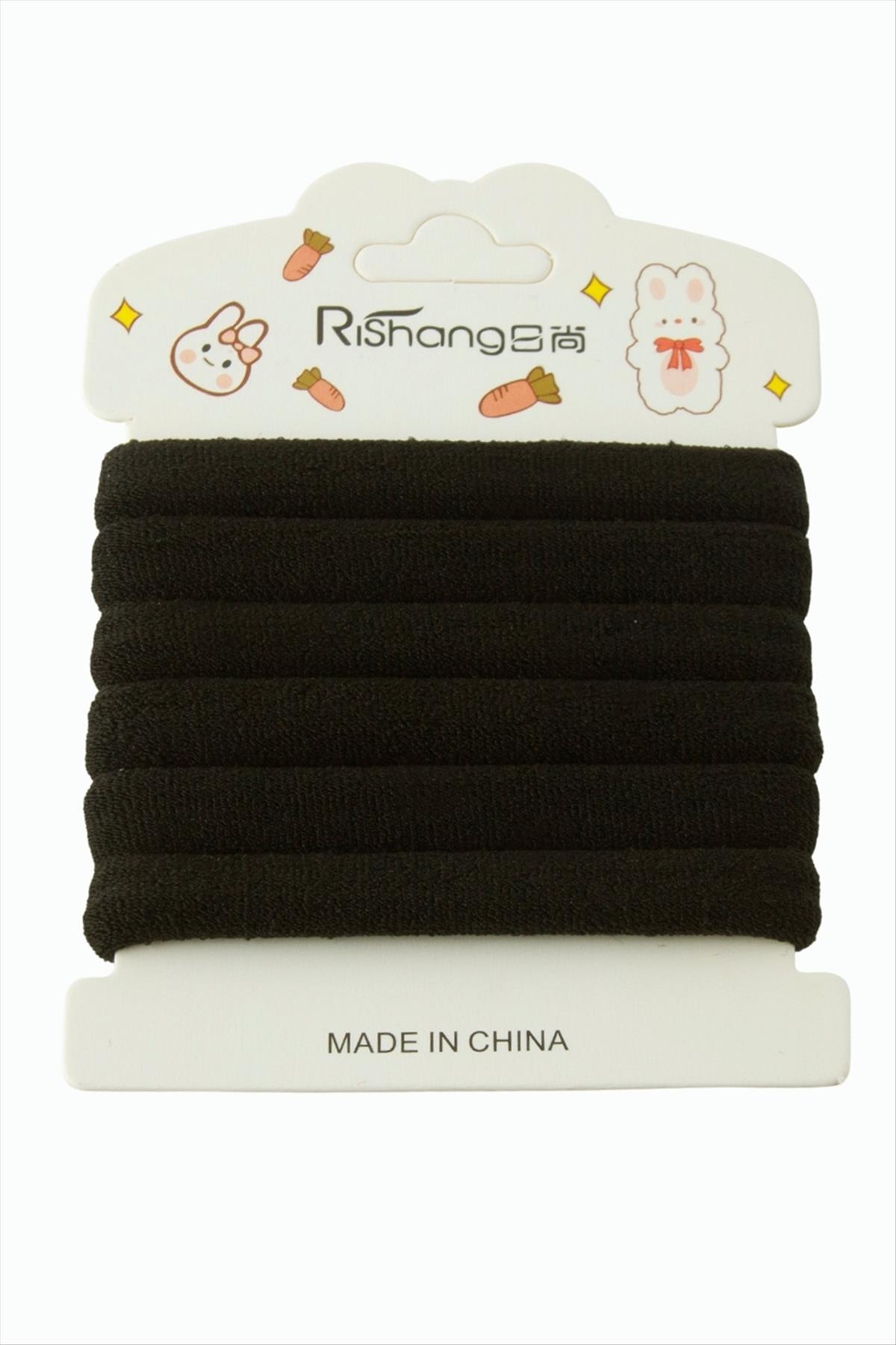 Siyah Havlu Lastikli Toka 6 Adet