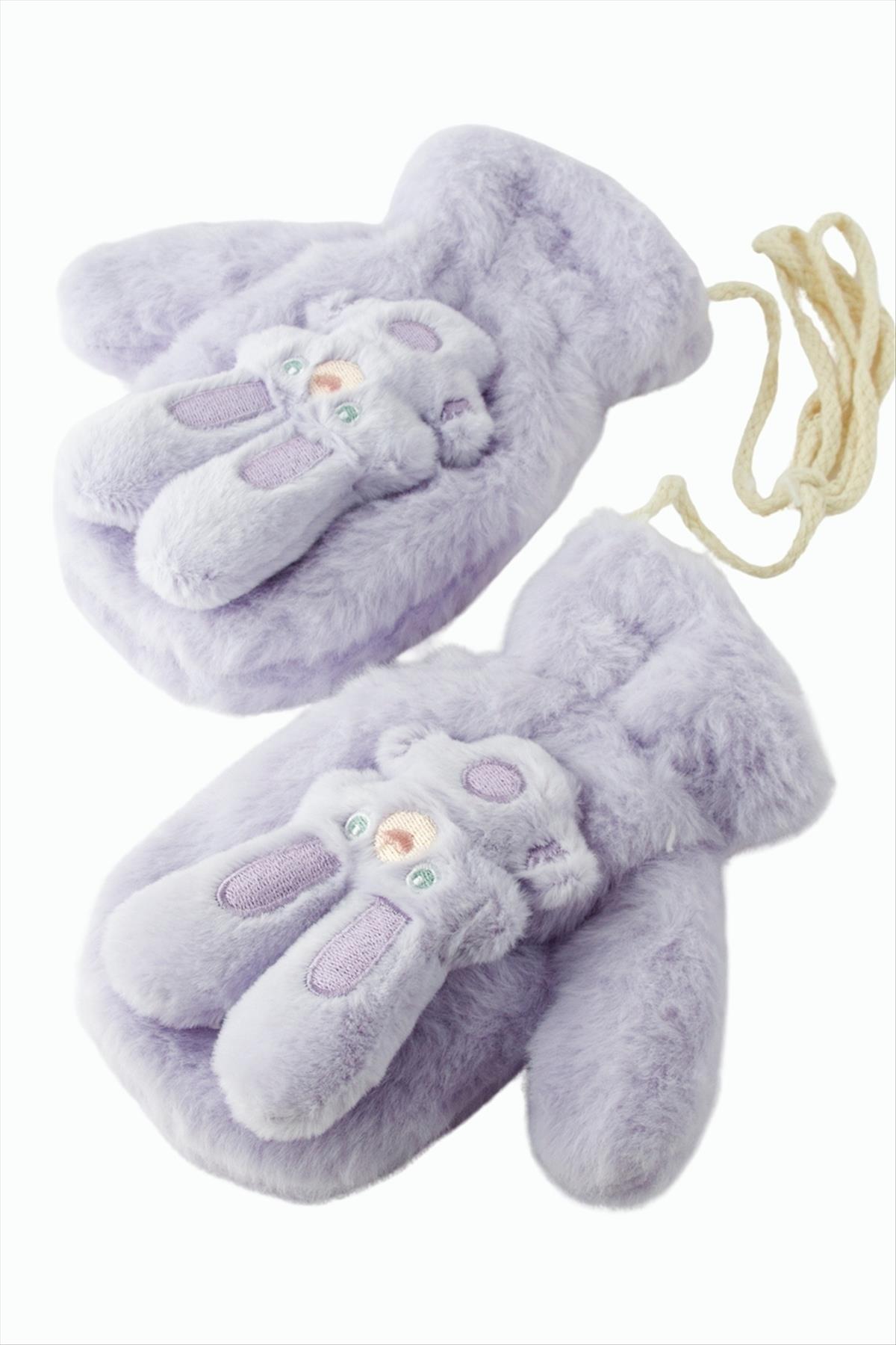 Tavşancık Yünlü İçi Polar Çocuk Eldiven