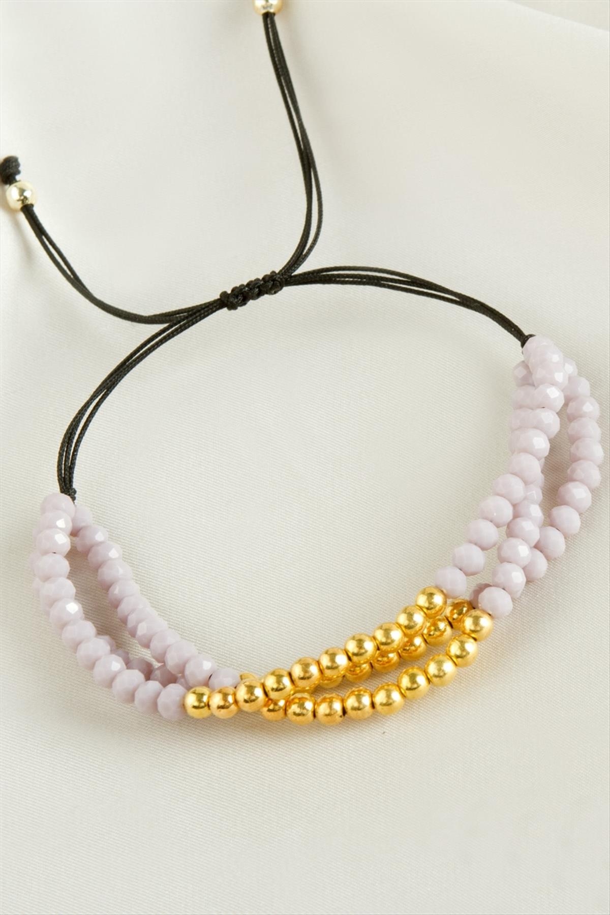 Top Metal Üçlü Kristal Bileklik