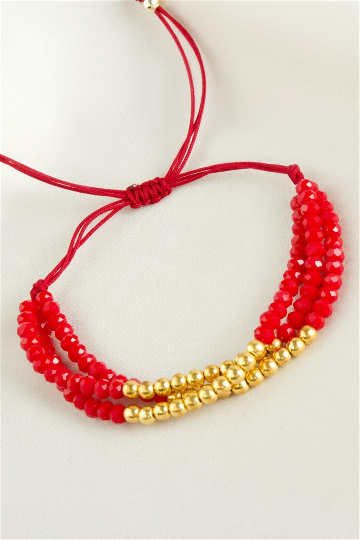 Top Metal Üçlü Kristal Bileklik