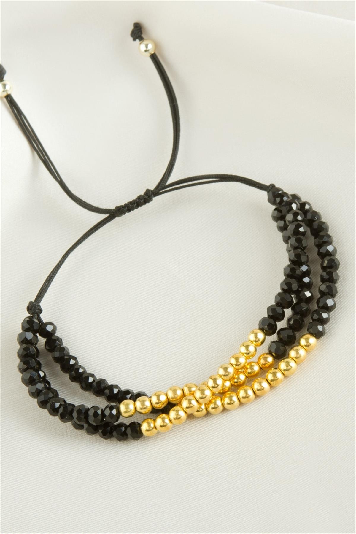 Top Metal Üçlü Kristal Bileklik