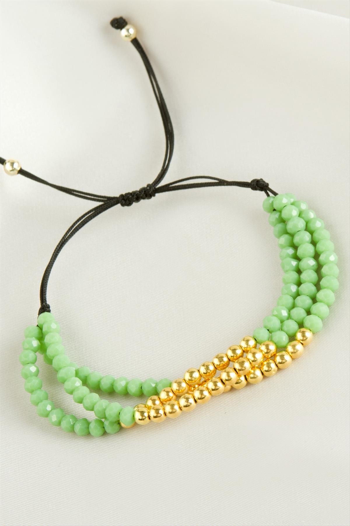 Top Metal Üçlü Kristal Bileklik